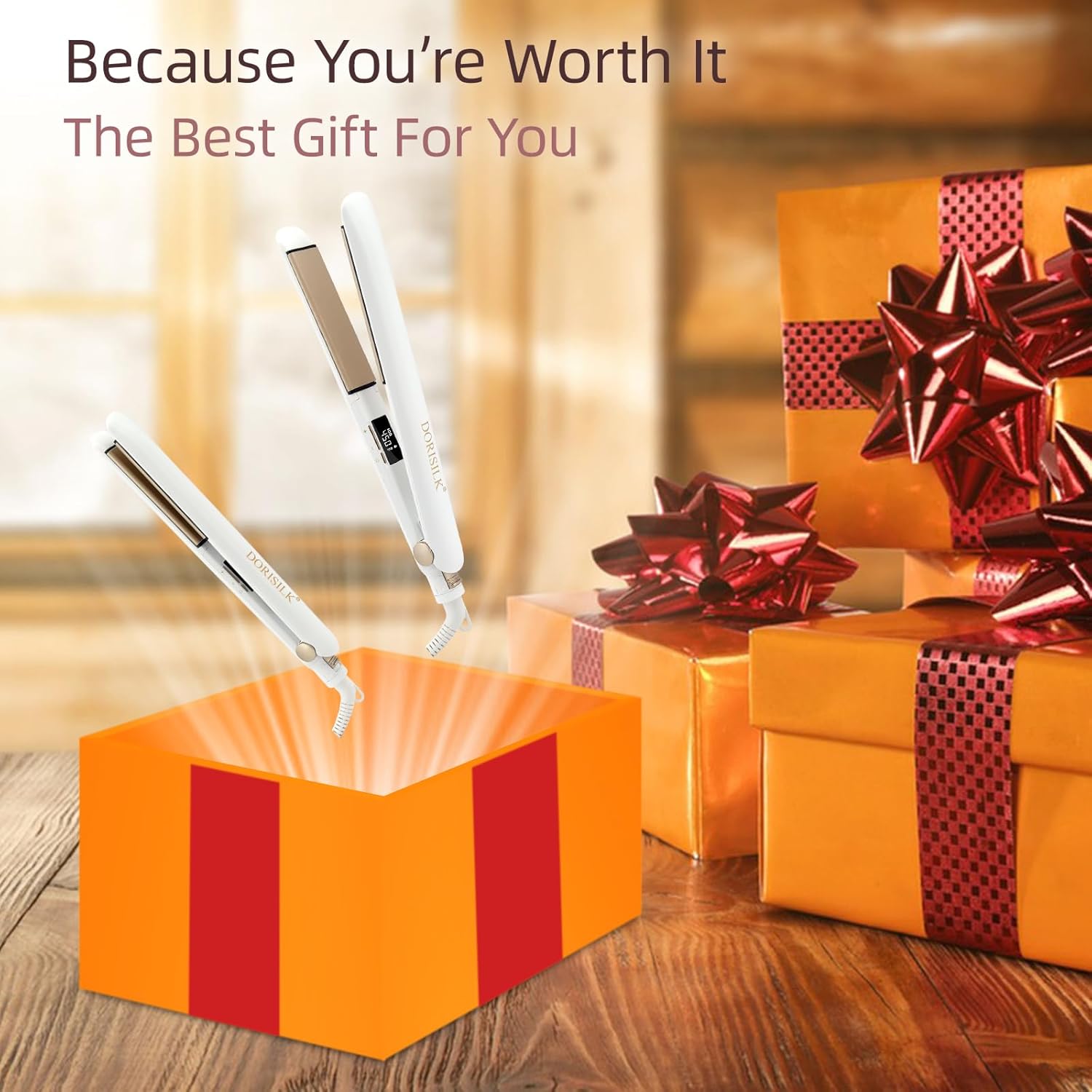 DORISILK 1 Inch Ceramic Flat Iron 450 Degree 2-in-1 Hair Straightener Curler White - Image 3