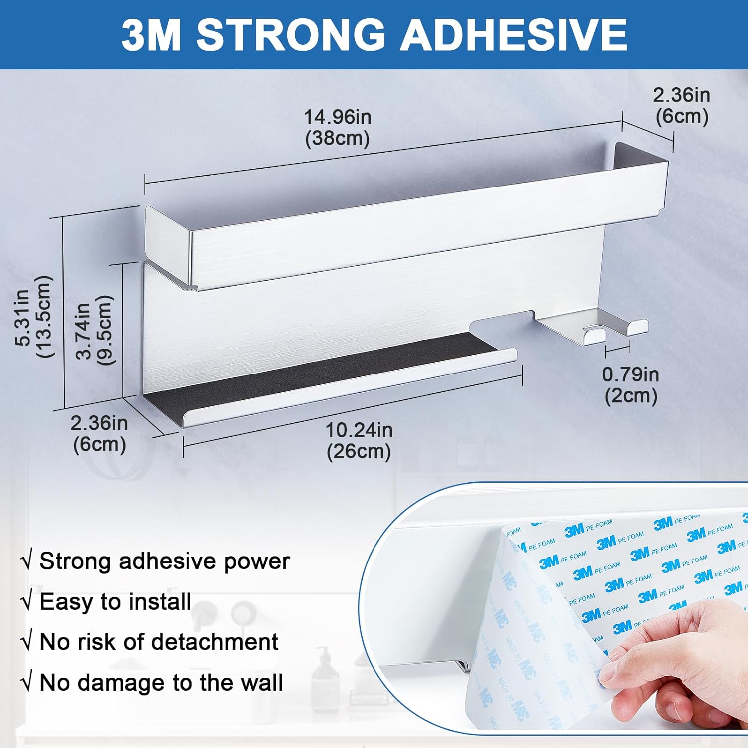 Stainless Steel Hair Dryer Holder Wall Mount Organizer for Bathroom Hair Tool Storage - Image 9