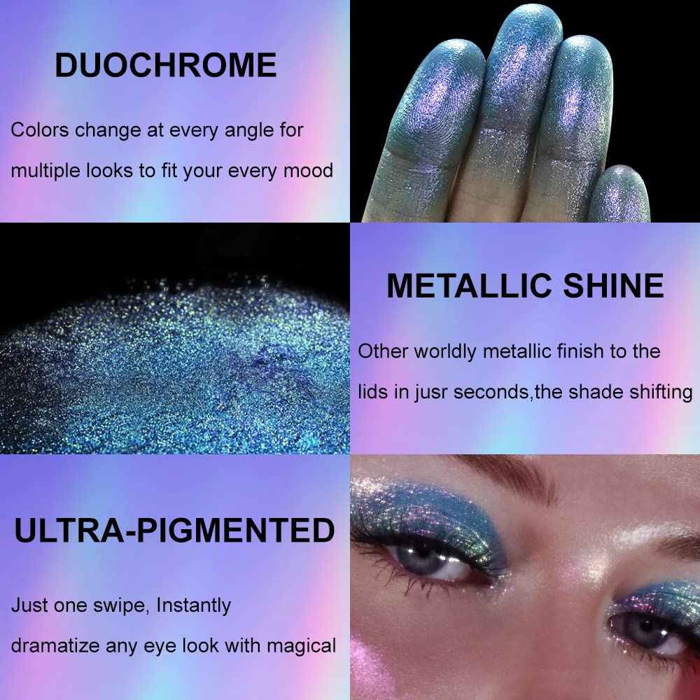 Afflano Holographic Glitter Eyeshadow 4g Silver Blue Shimmer for Blue Eyes - Image 7