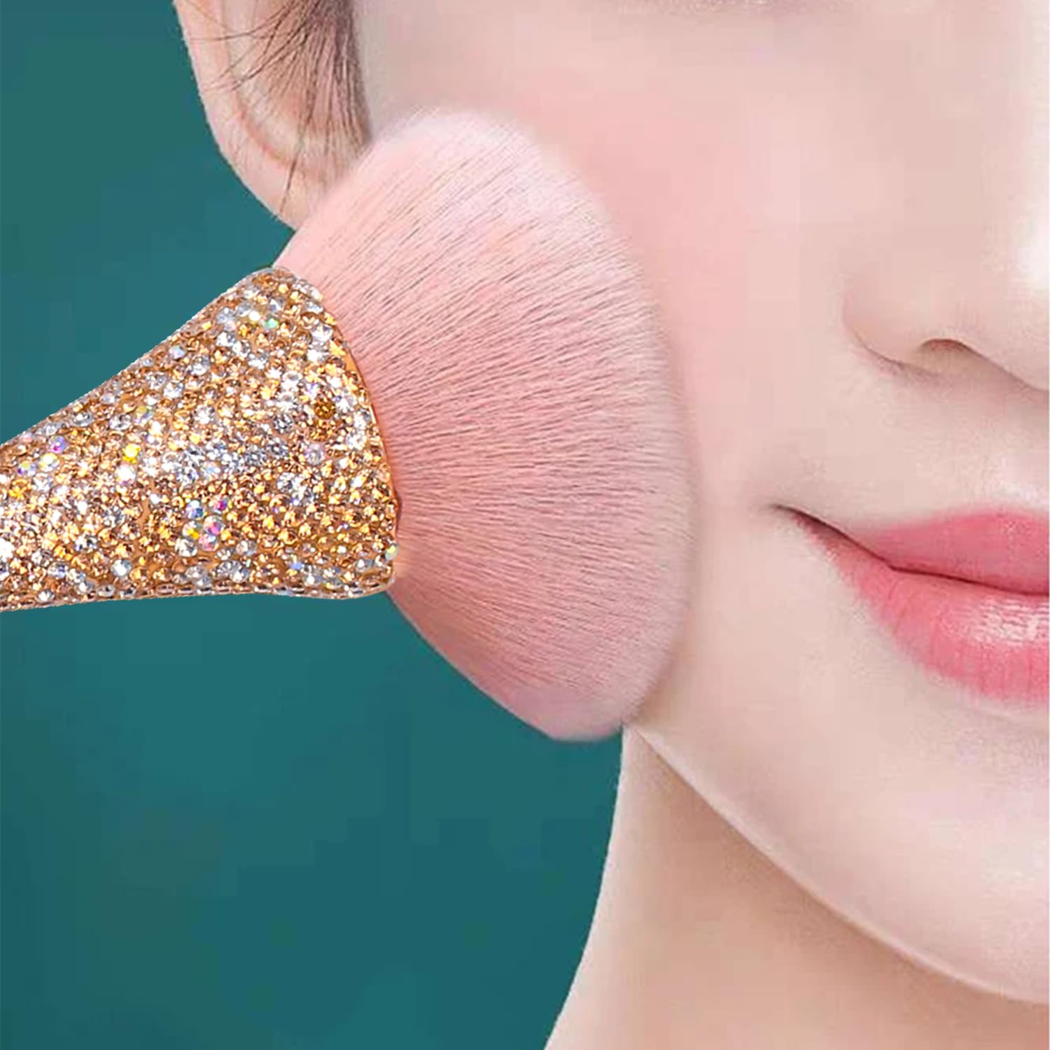 WOKOTO Gold Rhinestone Nail Dust Brush for Acrylic Nails and Makeup Blending Tools - Image 6