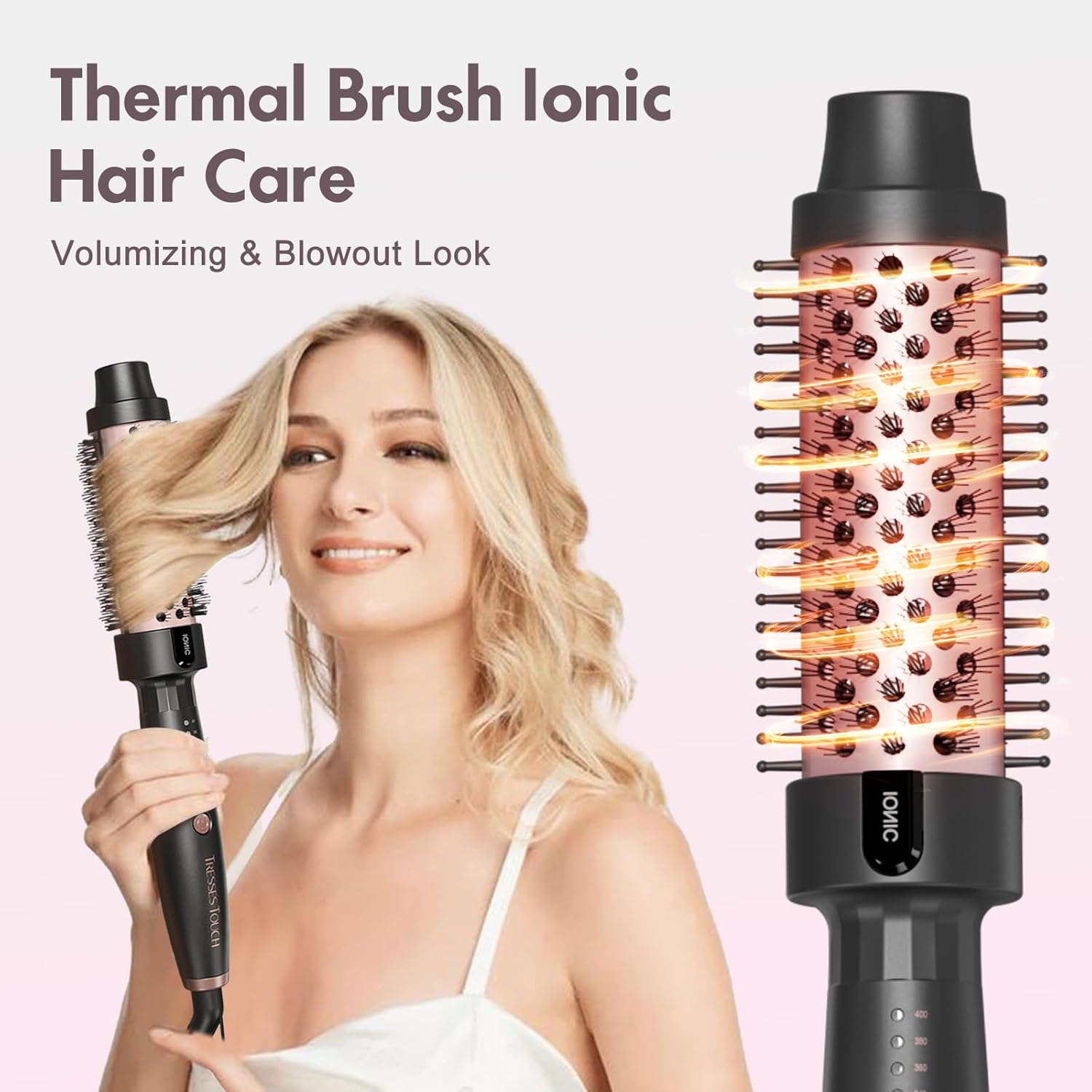 1.5 Inch Thermal Curling Brush with Fast Heating, 5 Temp Settings, Negative Ion Technology, Rose Gold - Image 3