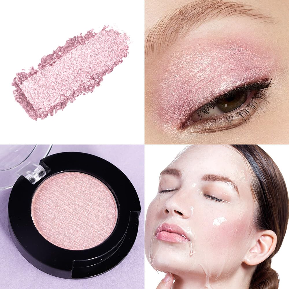 Monochrome Nude Pink Glitter Eyeshadow Palette Shimmer Makeup for Women Girls - Image 3