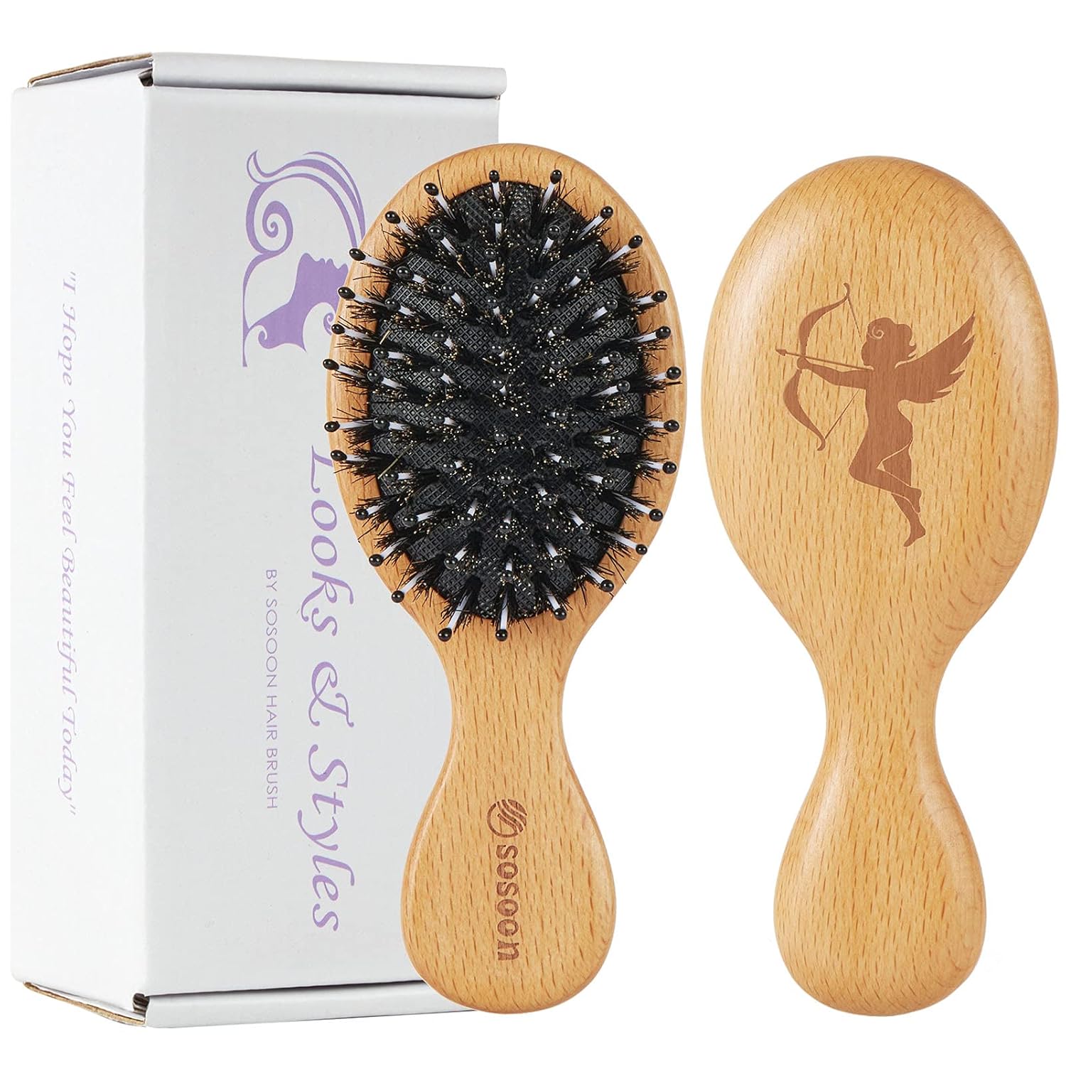 Portable Mini Travel Hair Brush Boar Bristle Smoothing Detangling All Hair Types - Image 8