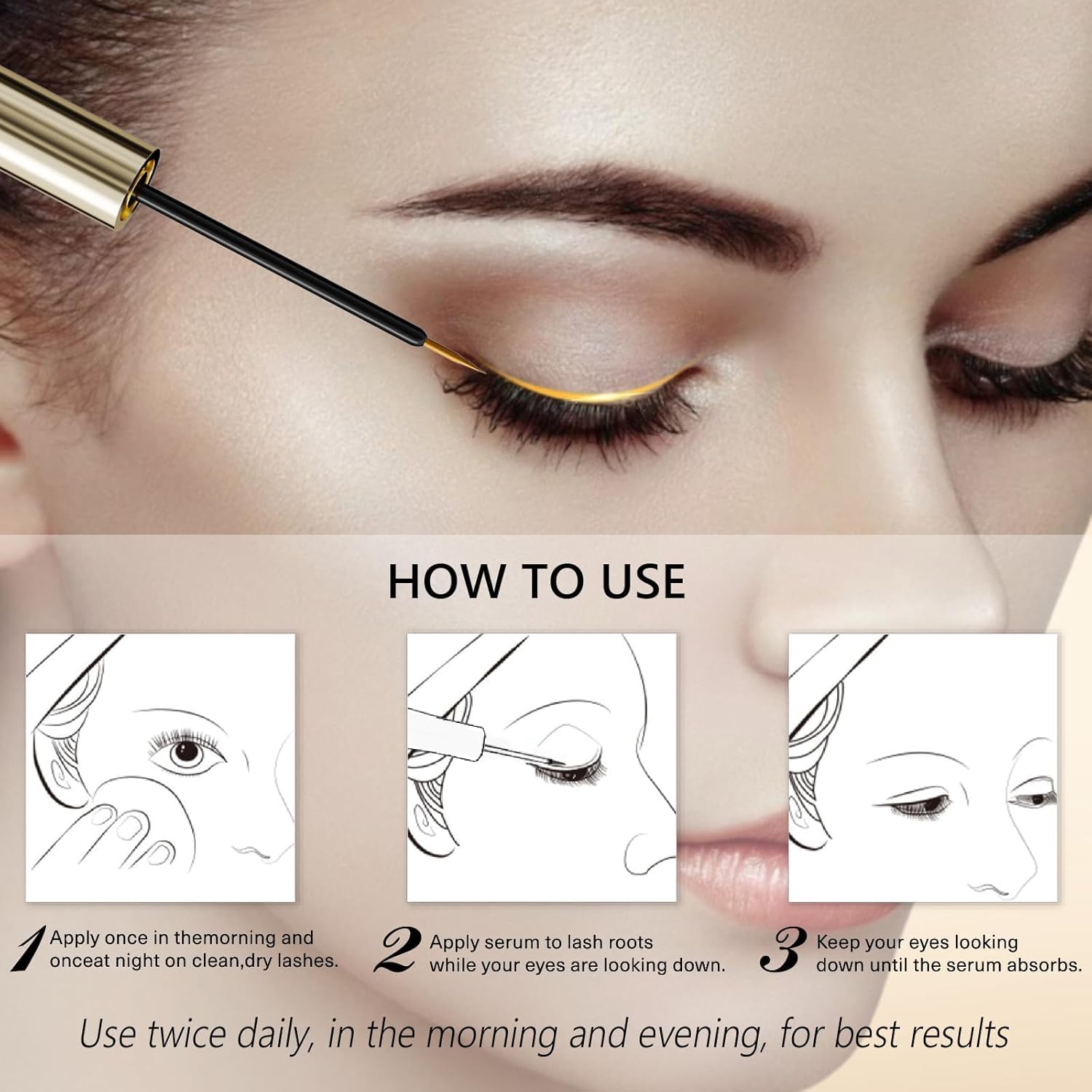 10ml Black-Gold Eyelash Growth Serum with 15 Plant Extracts for Longer Lashes New - Image 7