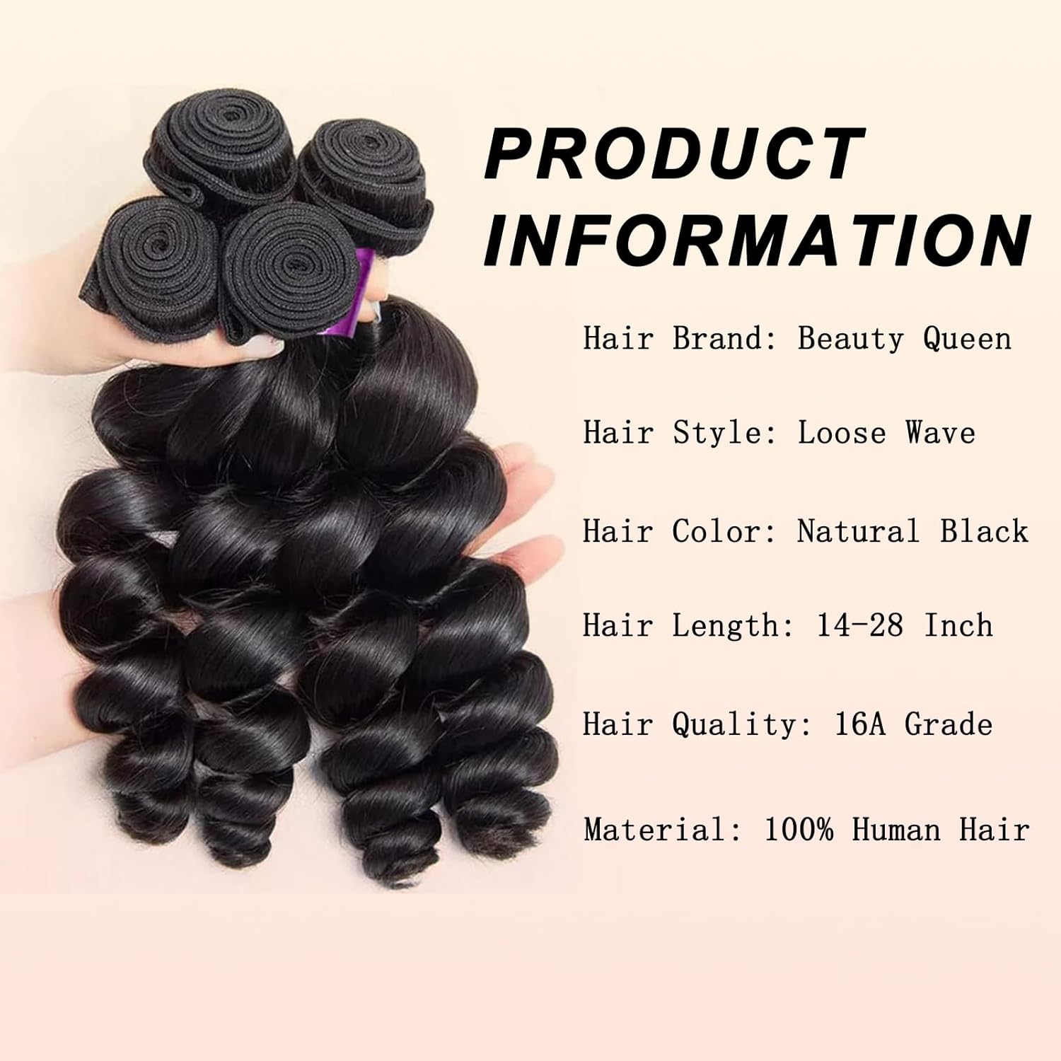 Beauty Queen 18 Inch Loose Wave 3 Pack 100% Unprocessed Brazilian Virgin Human Hair Bundles - Image 5