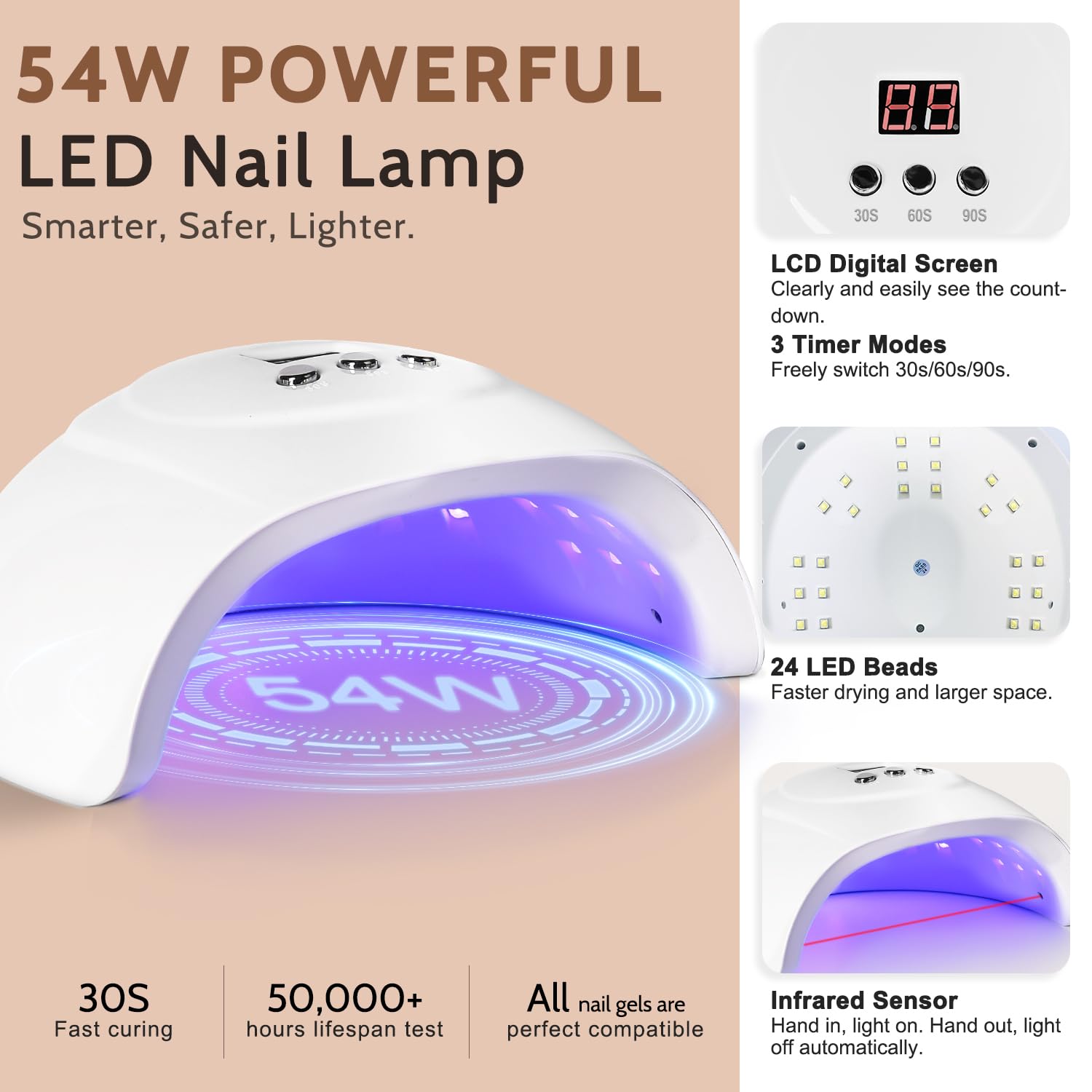 Lavender Violets 73 Piece Gel Nail Polish Kit with UV Lamp 45 Colors and Accessories - Image 6