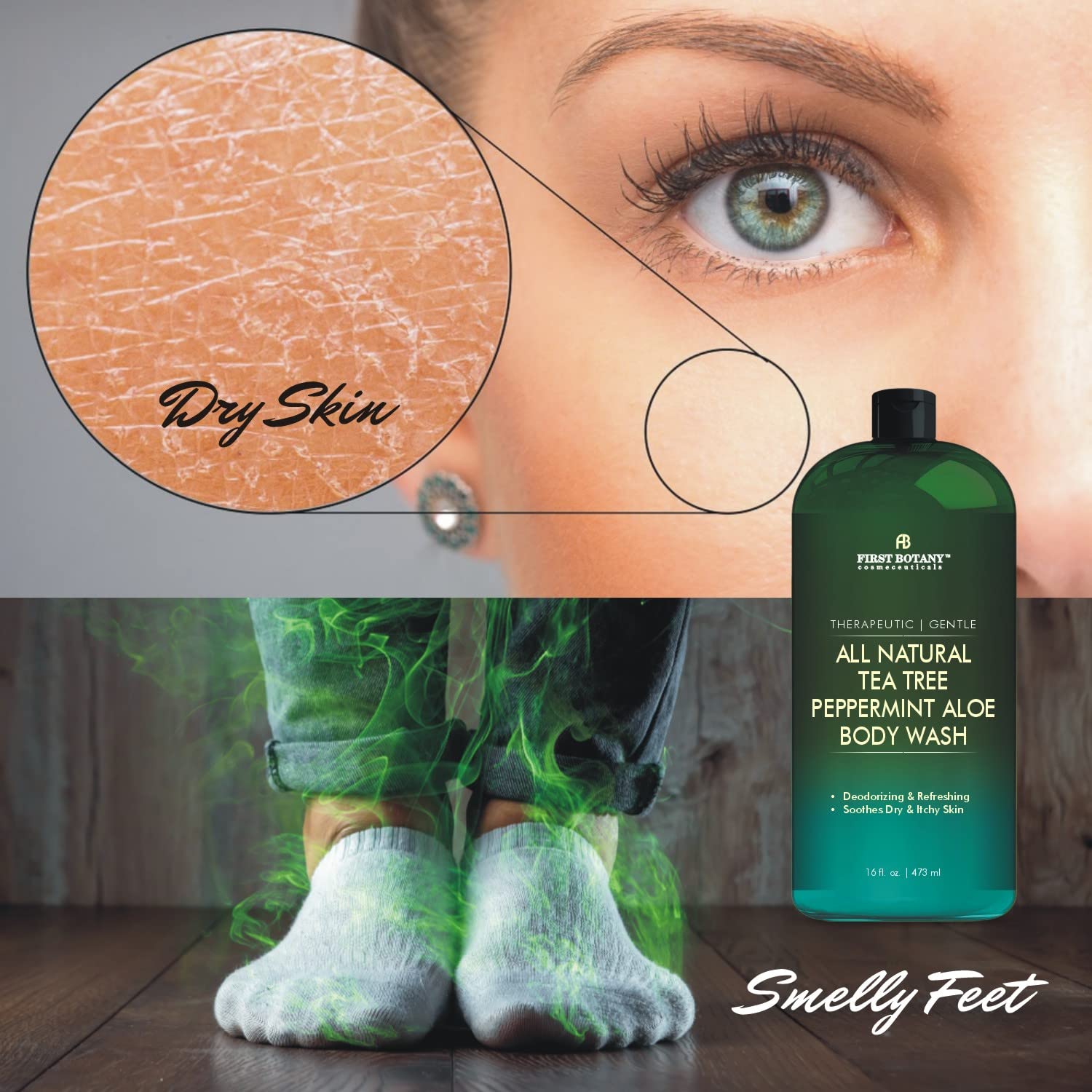 First Botany All Natural Body Wash 16 fl oz Tea Tree Mint for Body Odor, Athlete's Foot, Jock Itch, Acne, Eczema, Dandruff - Image 5