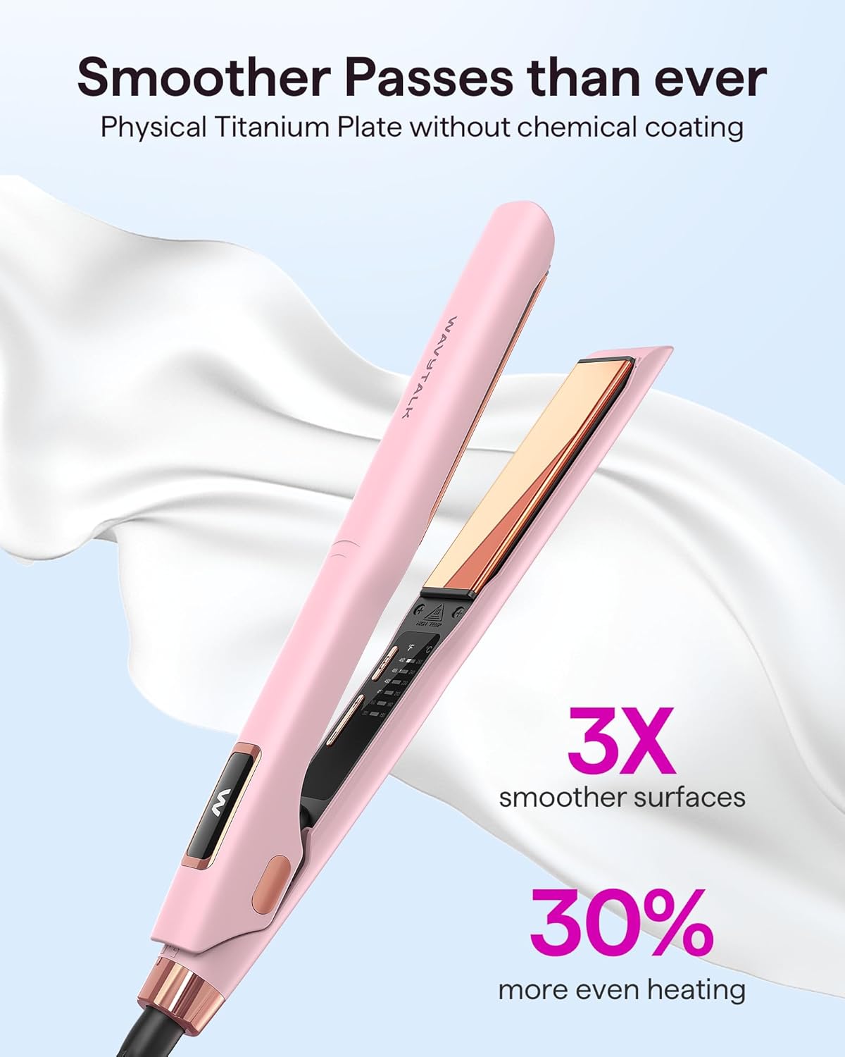Wavytalk Professional 2-in-1 Titanium Flat Iron and Curler, 1.18 Inch Barrel, Fast Heat Up - Image 2