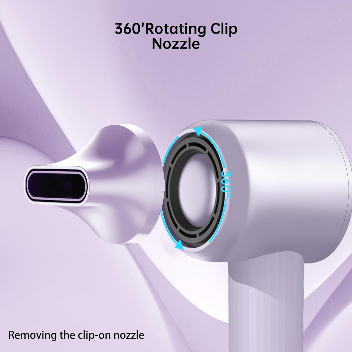 Professional 1400W Purple Ionic Hair Dryer with 3 Heat Settings and 2 Speeds - Image 6