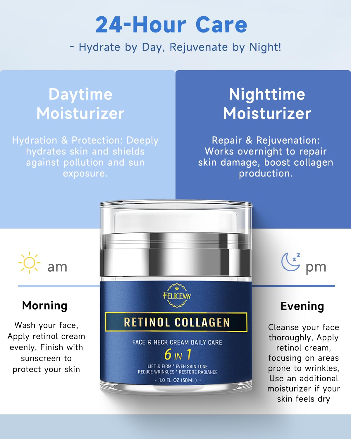 Retinol Face and Neck Cream with Collagen and Hyaluronic Acid 1.7 Fl Oz - Image 5