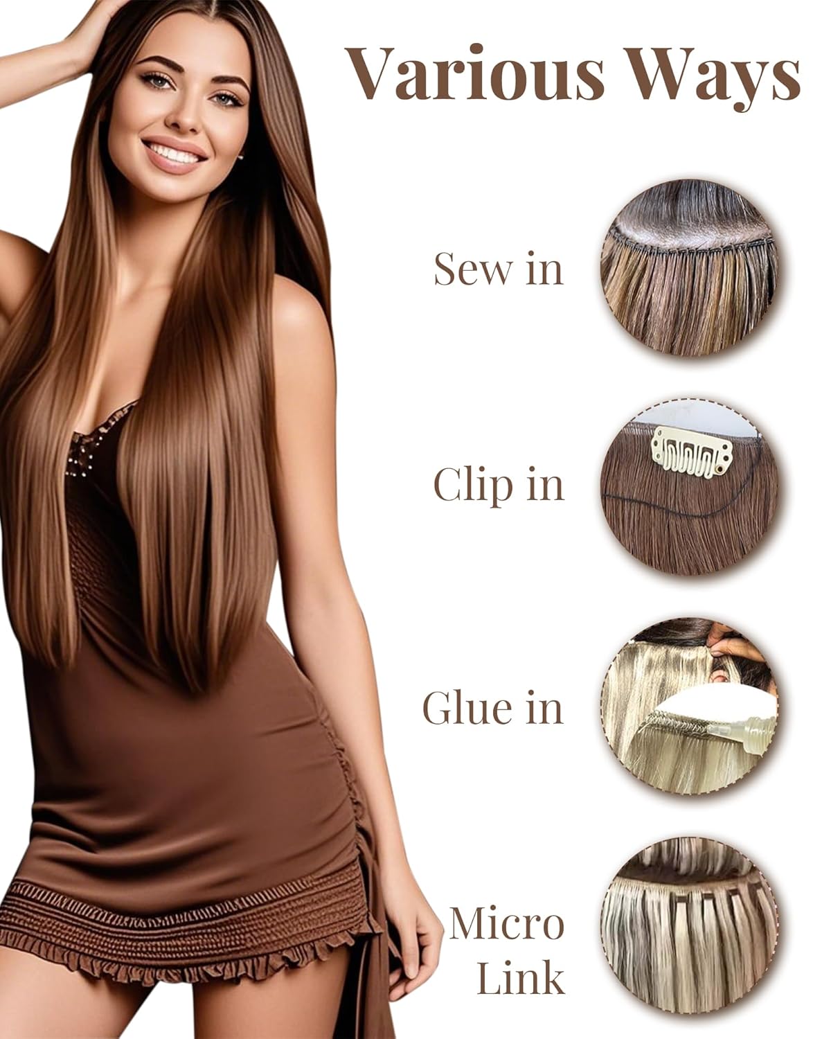 Hetto 12 Inch Ash Blonde Highlights Sew-In Human Hair Extensions 70g - Image 5