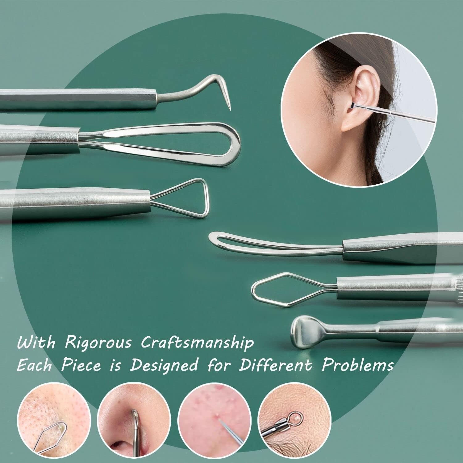 16 Piece Stainless Steel Blackhead Remover Tool Kit 2025 with Metal Case - Image 2