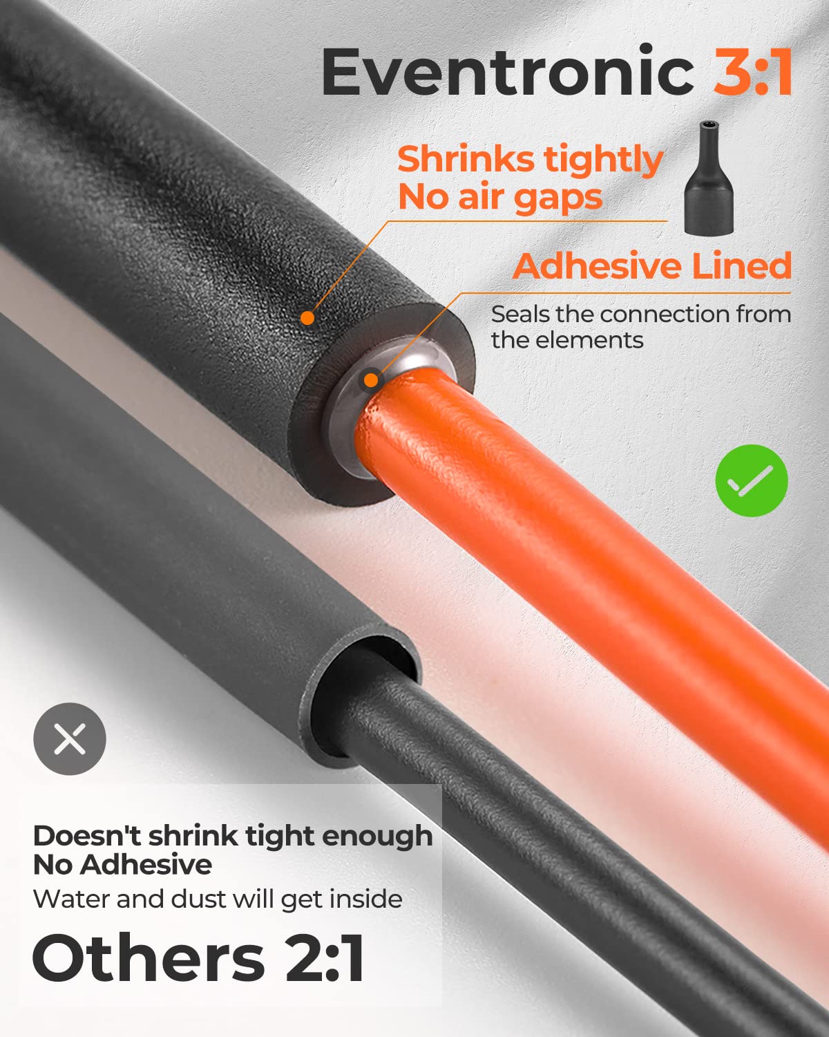 Eventronic 400 Piece Black Marine Grade Heat Shrink Tubing Kit 3:1 Ratio - Image 3