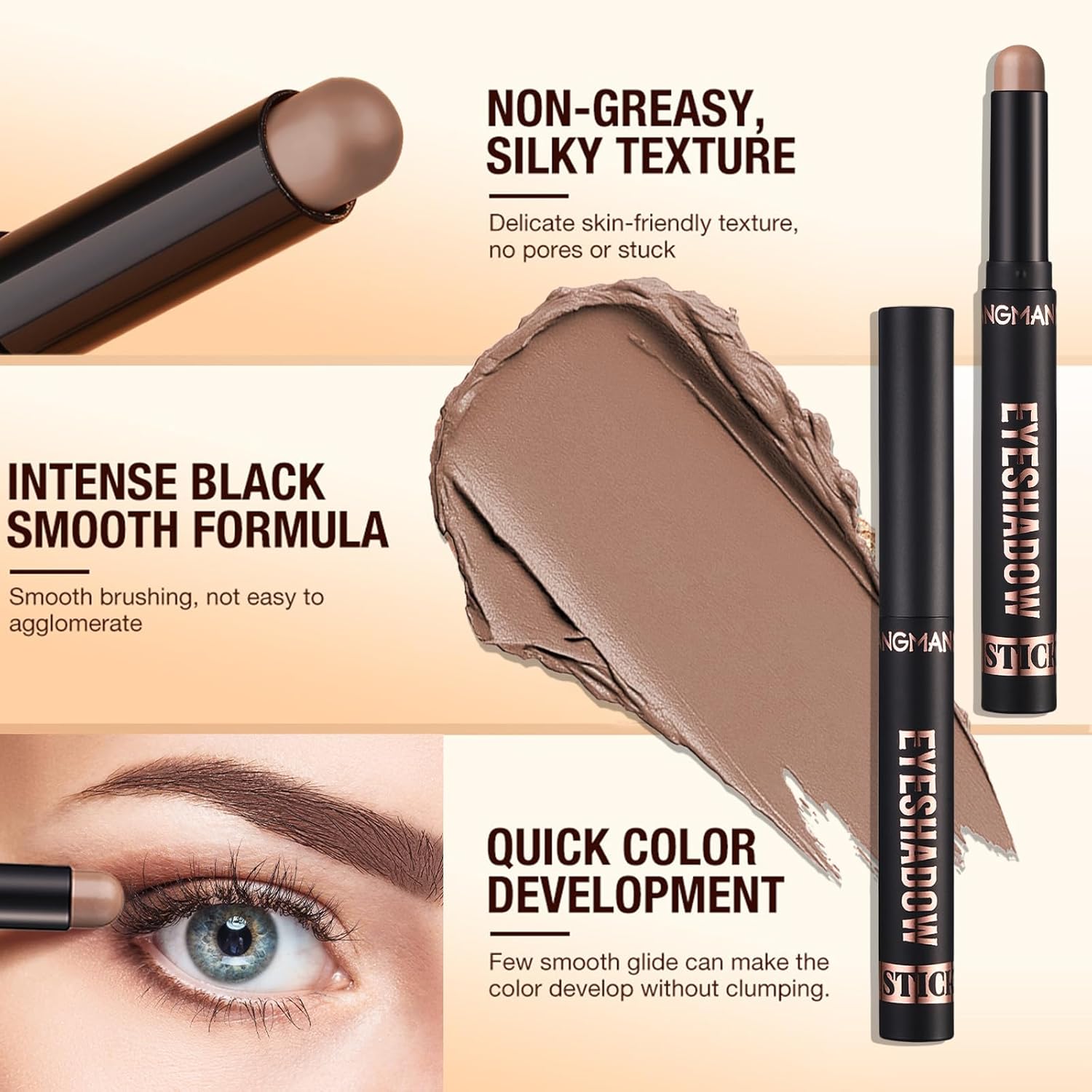 2pcs Matte Nude Waterproof Cream Eyeshadow Stick for Older Women, High Pigmented - Image 4