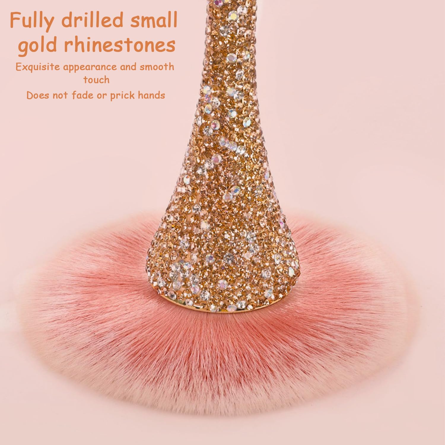 WOKOTO Gold Rhinestone Nail Dust Brush for Acrylic Nails and Makeup Blending Tools - Image 7
