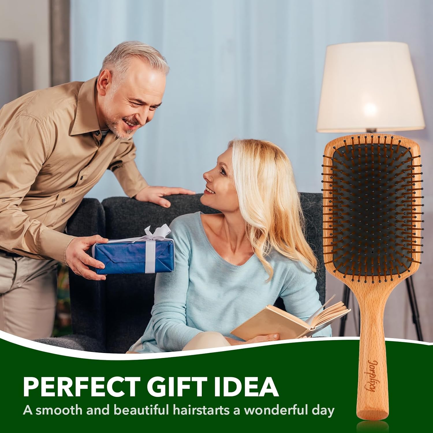 Extra Large Wooden Handle Wet Brush for All Hair Types, Curly Hair Paddle Brush for Men and Women - Image 7