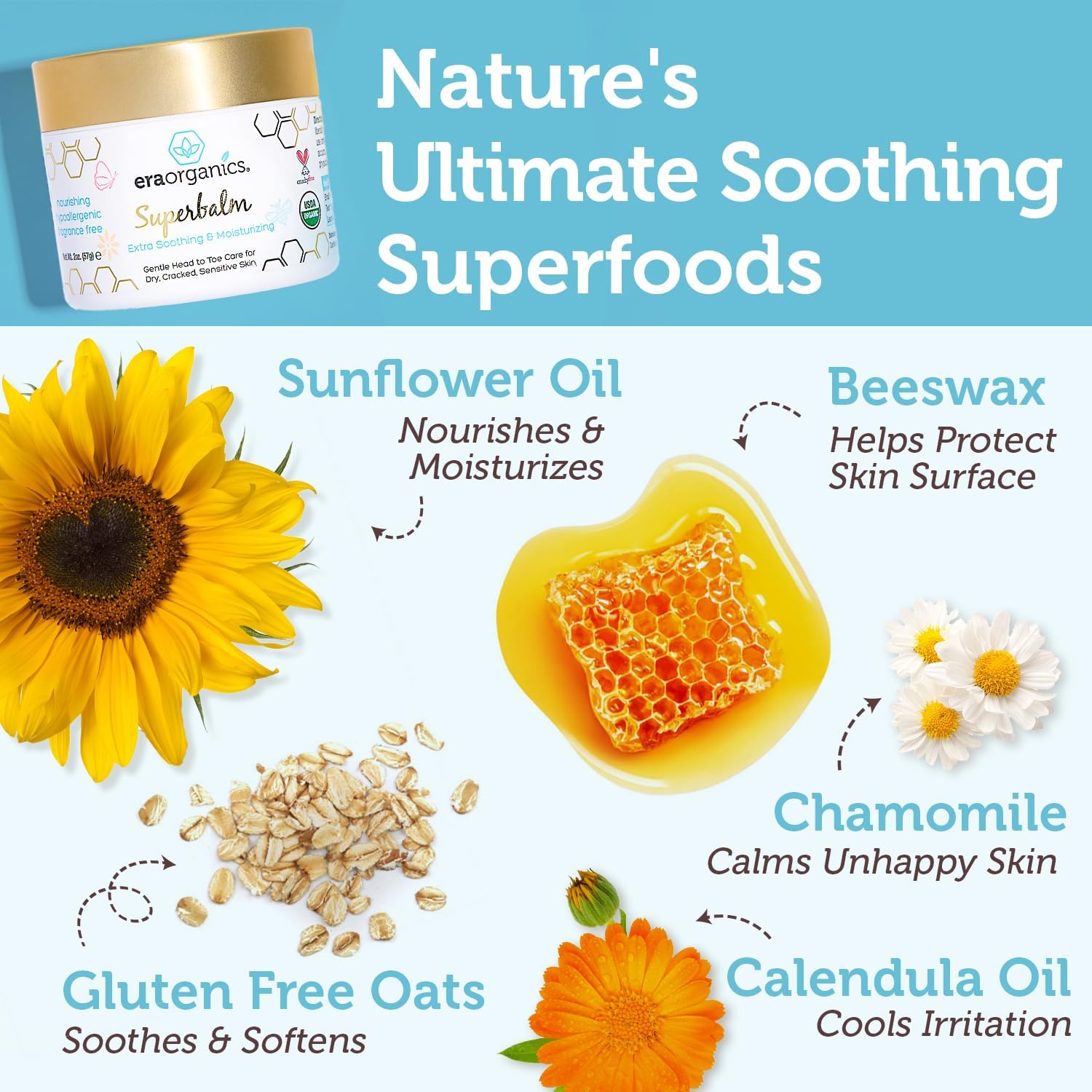Era Organics USDA Organic Baby Healing Ointment 2 oz for Sensitive Skin - Image 2