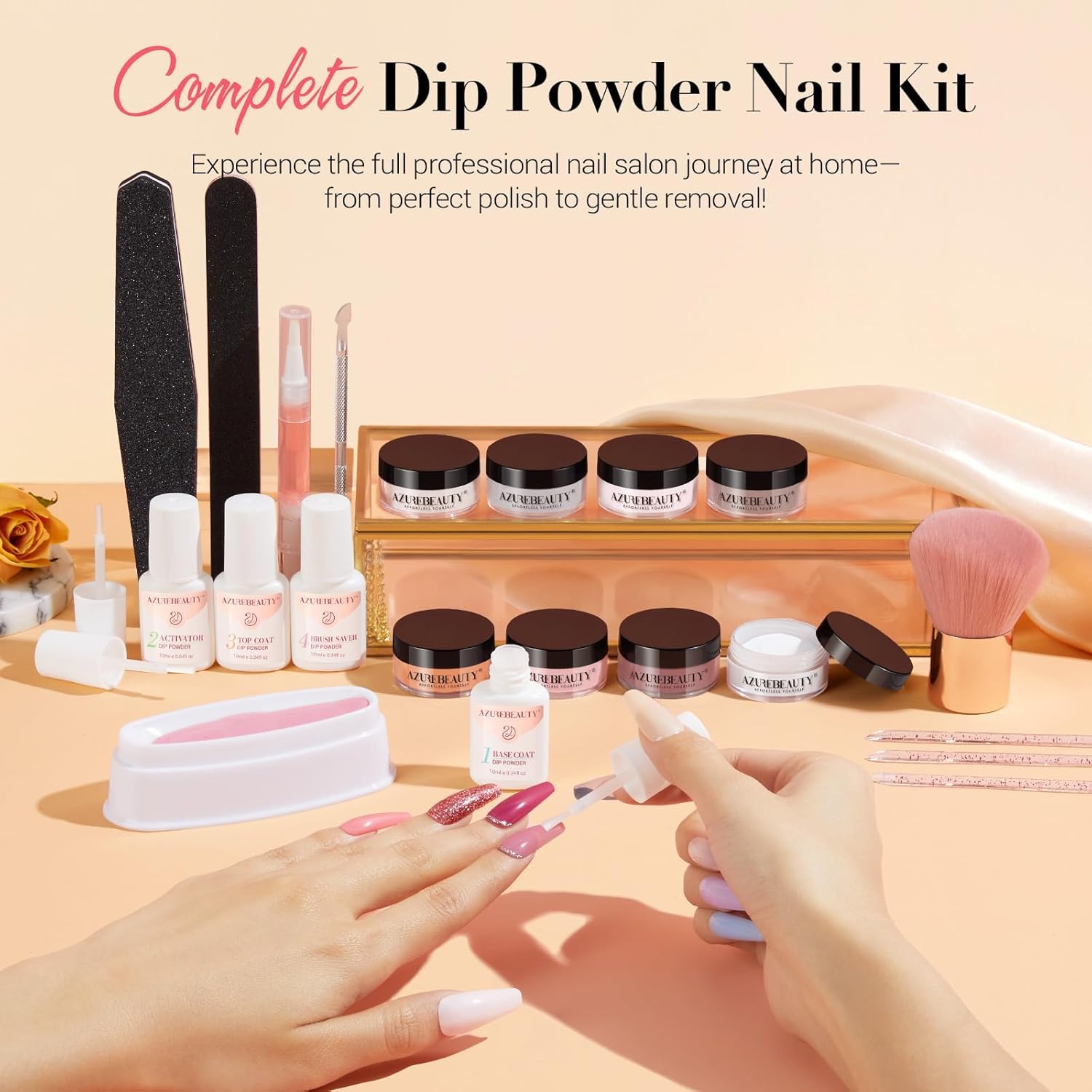 AZUREBEAUTY Dip Powder Nail Kit with Electric Nail Drill 24 Colors and Dip Liquid Set - Image 9