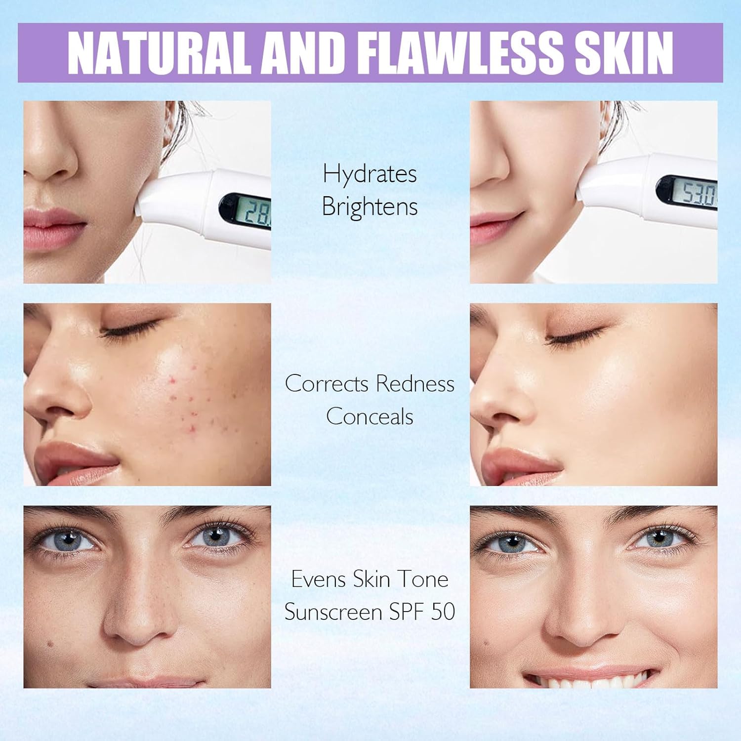 3-in-1 Tinted Moisturizer Primer with SPF 50 for Face - Color Correcting, Oil Control, 1.7 oz - Image 4