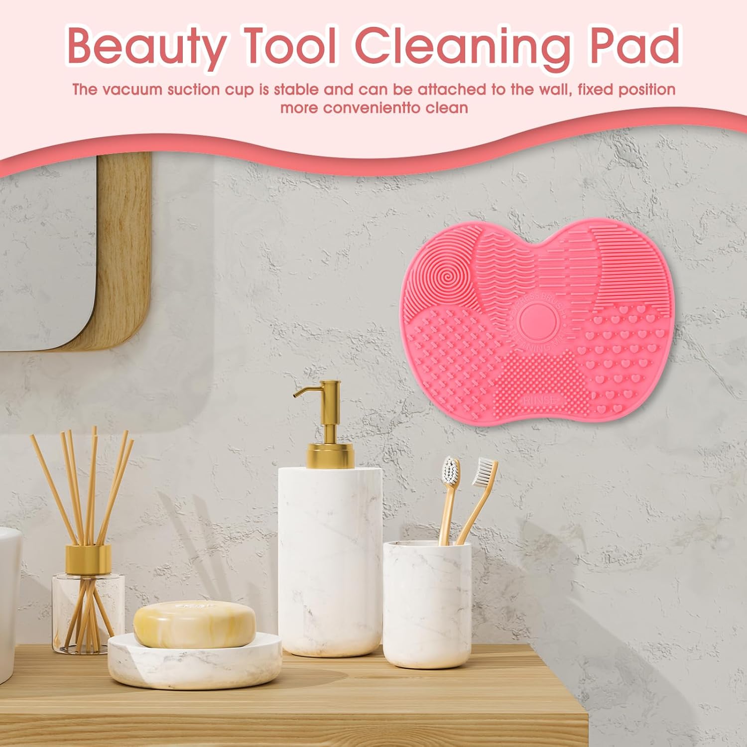 3 Piece Silicone Makeup Brush Cleaning Mat Set with Suction Cups - Image 5