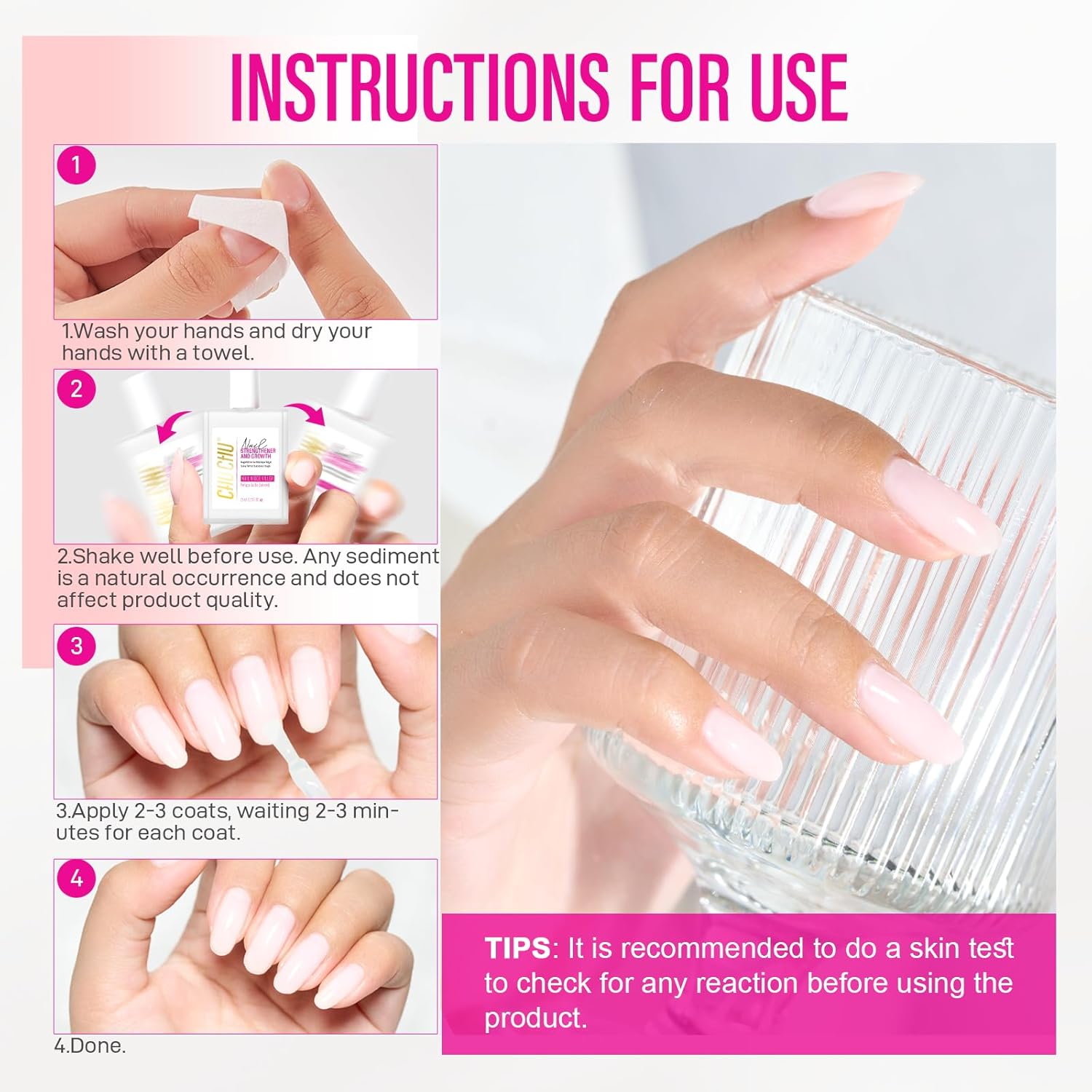 CHUCHU 15ML Milky White Nail Strengthener Hardener for Growth and Ridge Filling - Image 8