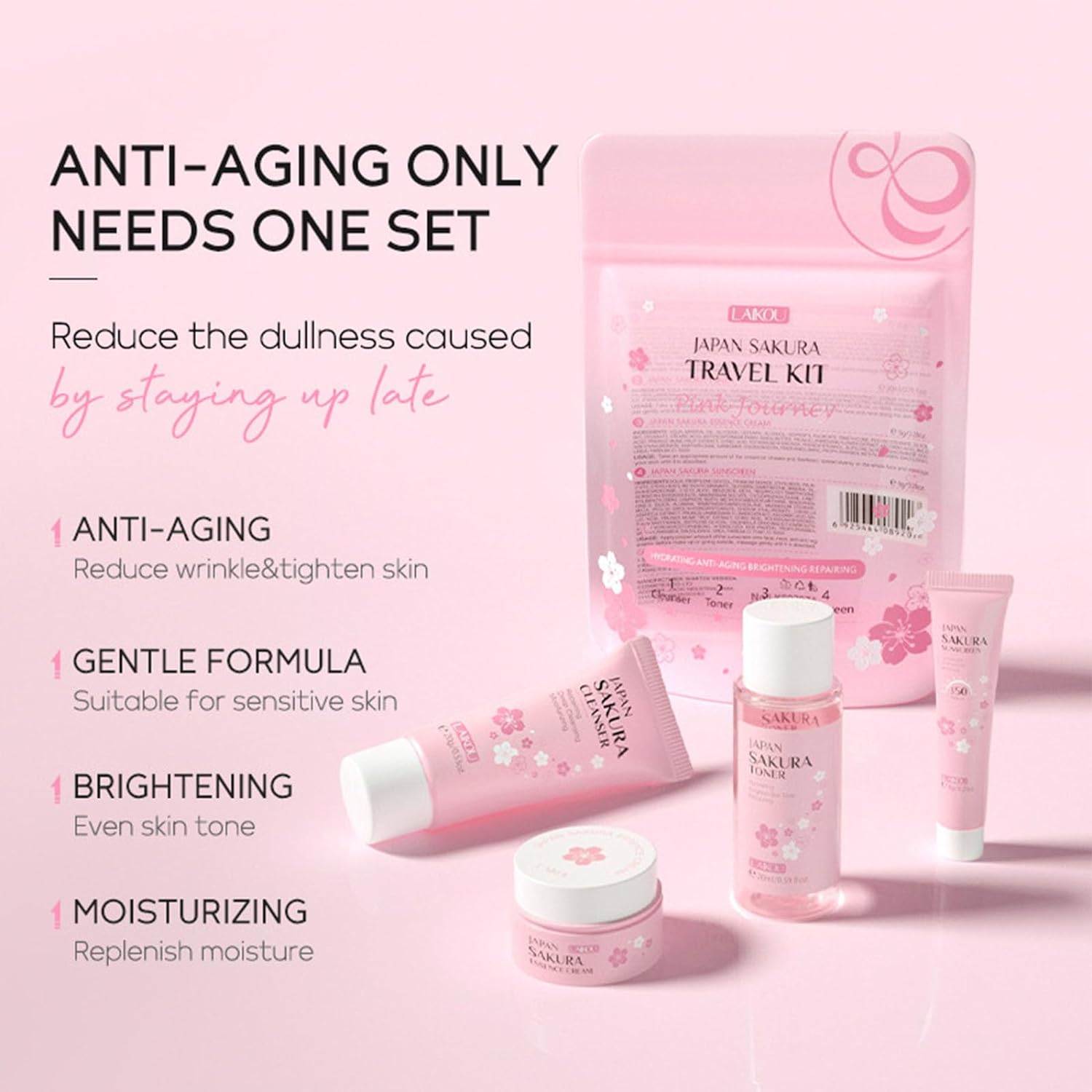 Sakura Travel Skincare Set for Teenage Girls - 4 Piece Gentle Face Care Kit - Image 3