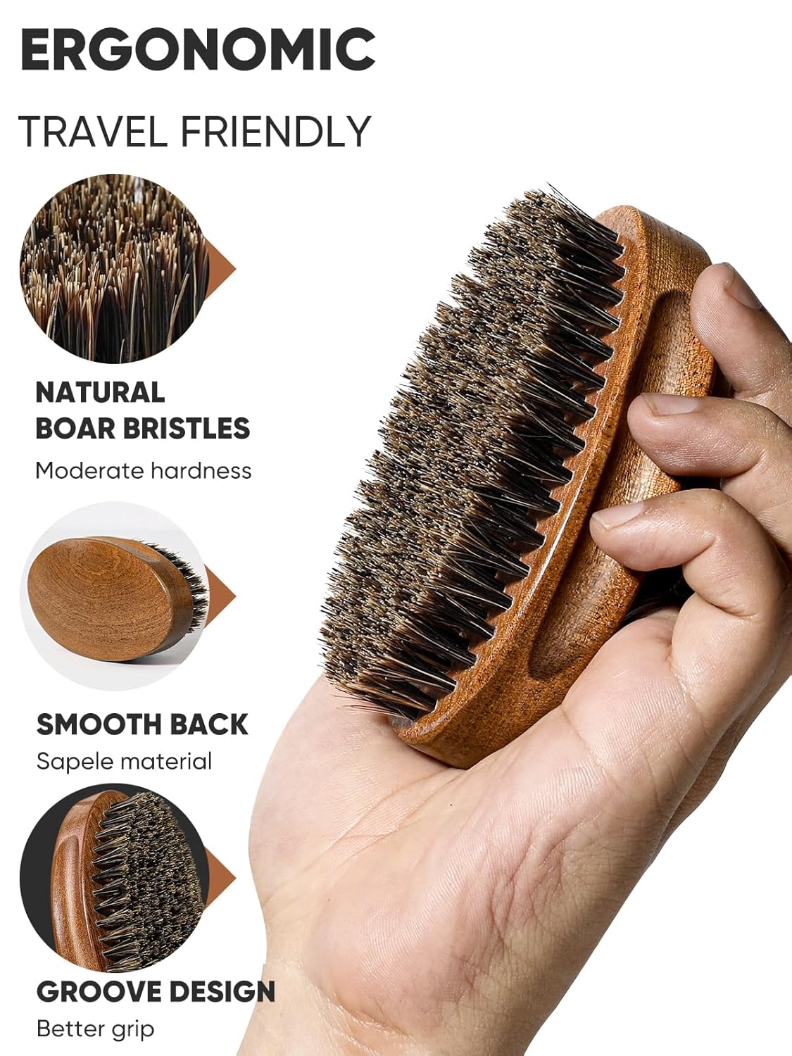 Sandalwood Beard Brush and Comb Set with Mustache Scissors - Men's Grooming Kit - Image 2