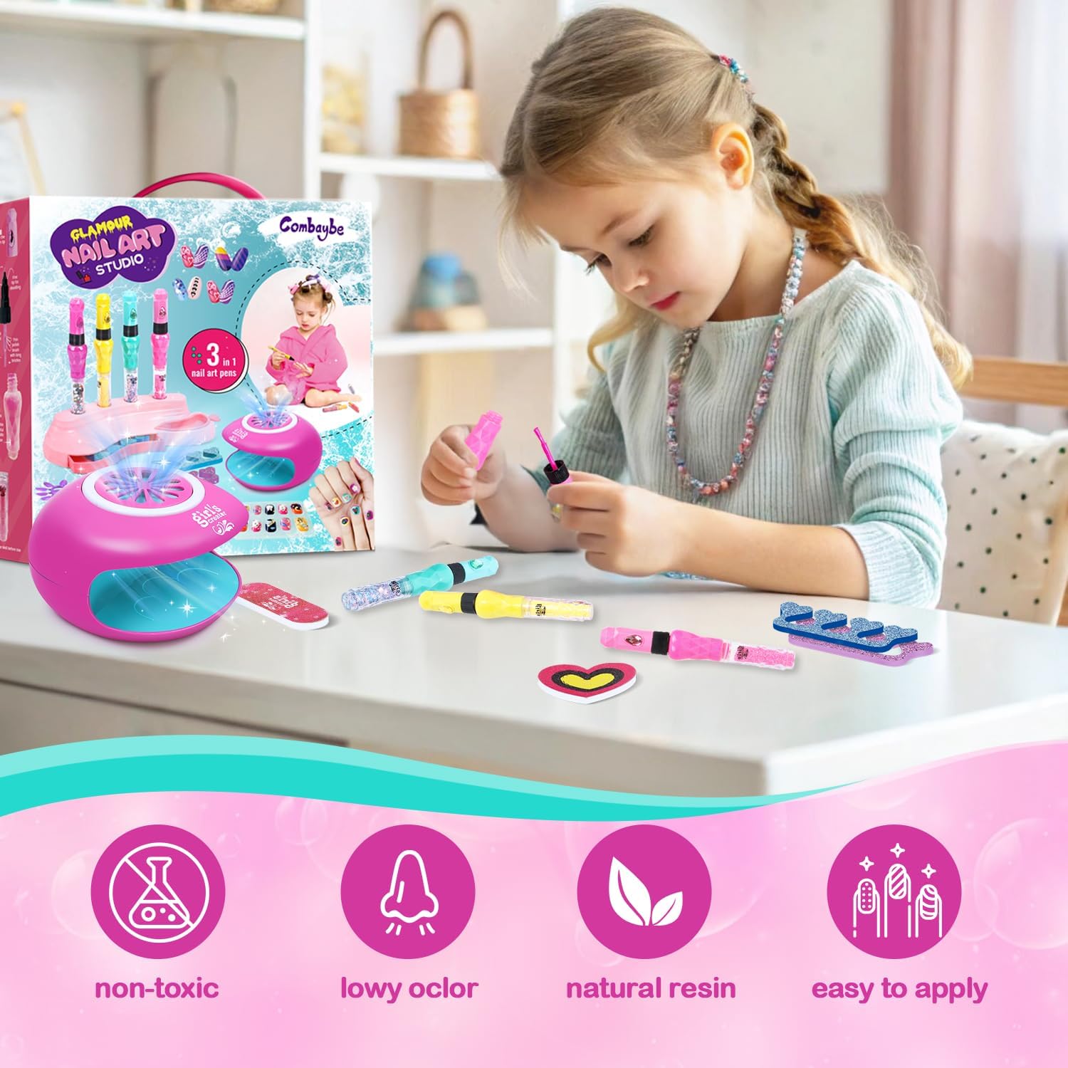 Sparkle Girls Non-Toxic Nail Polish Kit for Ages 7-12, Perfect for Spa Manicures - Image 6