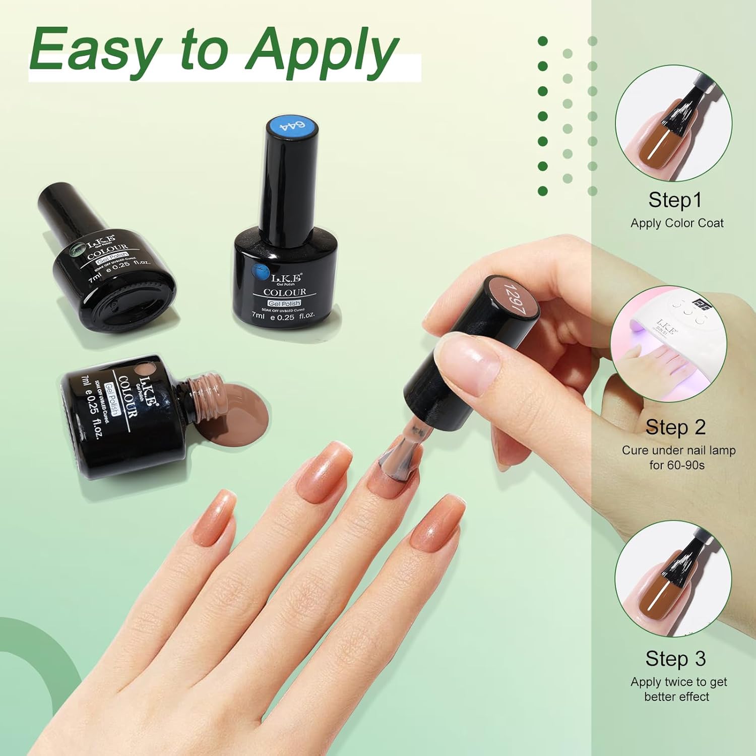 LKE 6-Color Gel Nail Polish Set for Spring/Summer, UV/LED Soak Off - Image 4