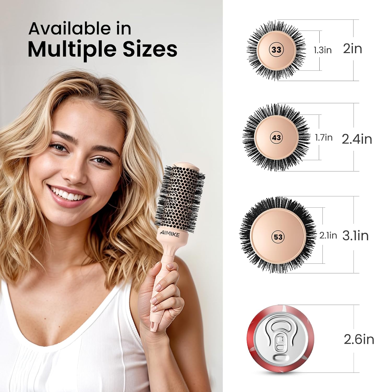 AIMIKE Nano Ion Thermal Ceramic Round Hair Brush, 1.7 Inch Medium Barrel - Image 7