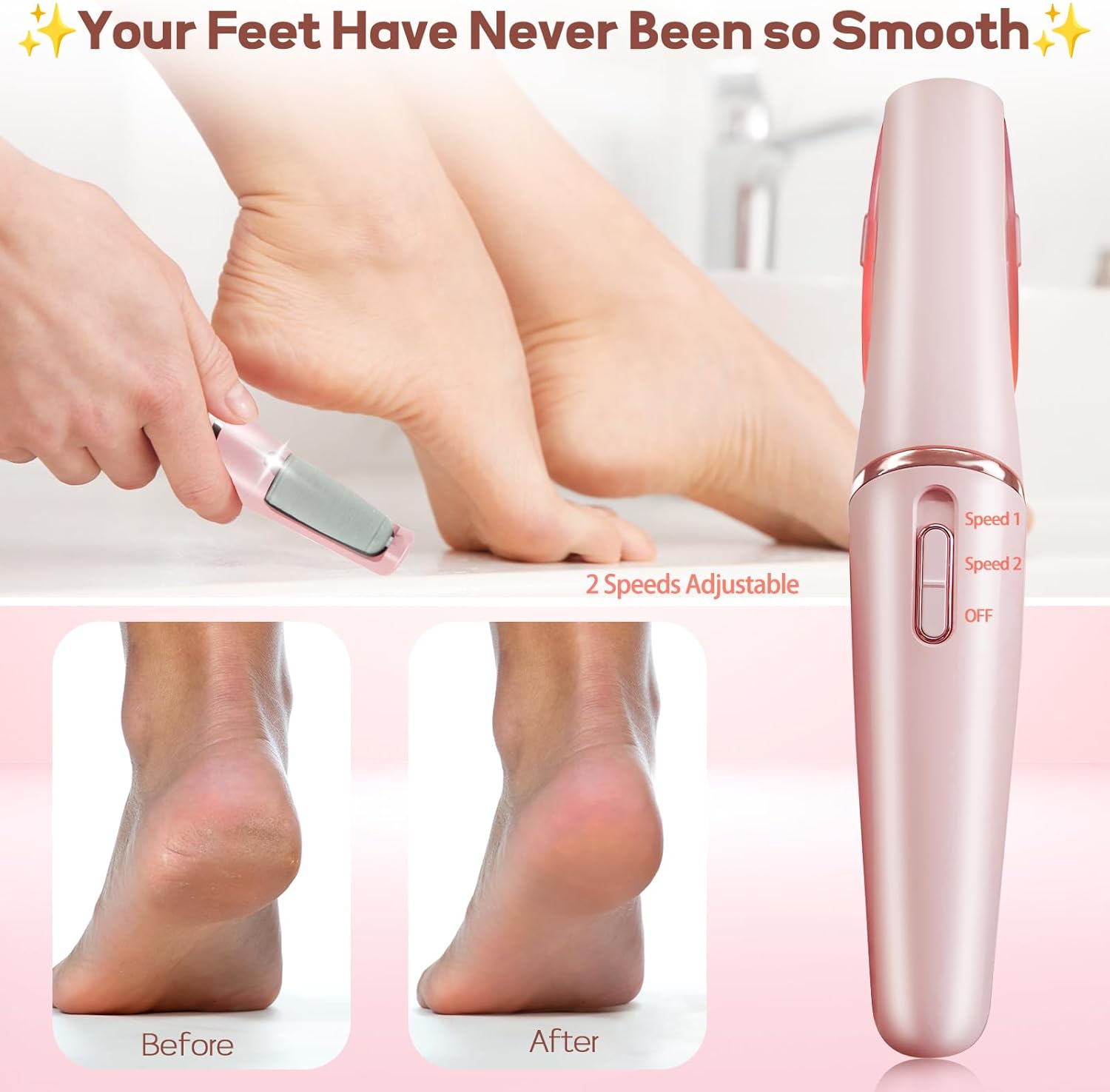 ZABOUL Rechargeable Electric Foot Callus Remover for Smooth Feet Care Pedicure Tool, Gentle Exfoliation - Image 3