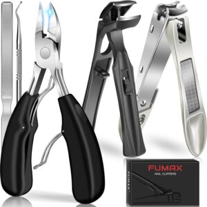 Nail Clippers for Men, Large Ingrown Toenail Clippers for Thick Toenails Long Handle, Angled Heavy Duty Nail Clippers for Seniors with Catcher, Sharp Fingernail Clipper Best Gifts for Dad Boyfriend