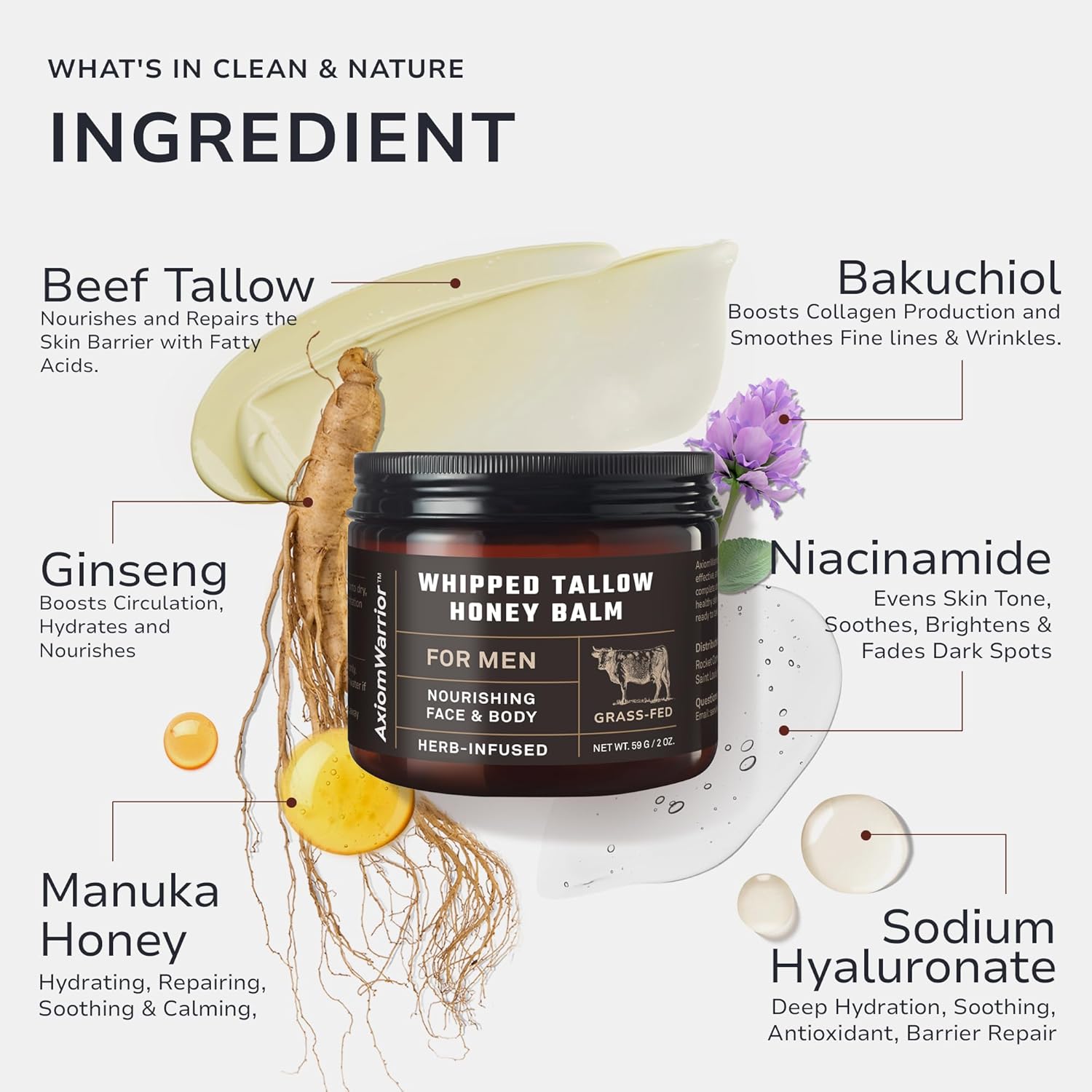 Whipped Organic Beef Tallow and Honey Balm Moisturizer for Face and Body, 2oz - Image 5