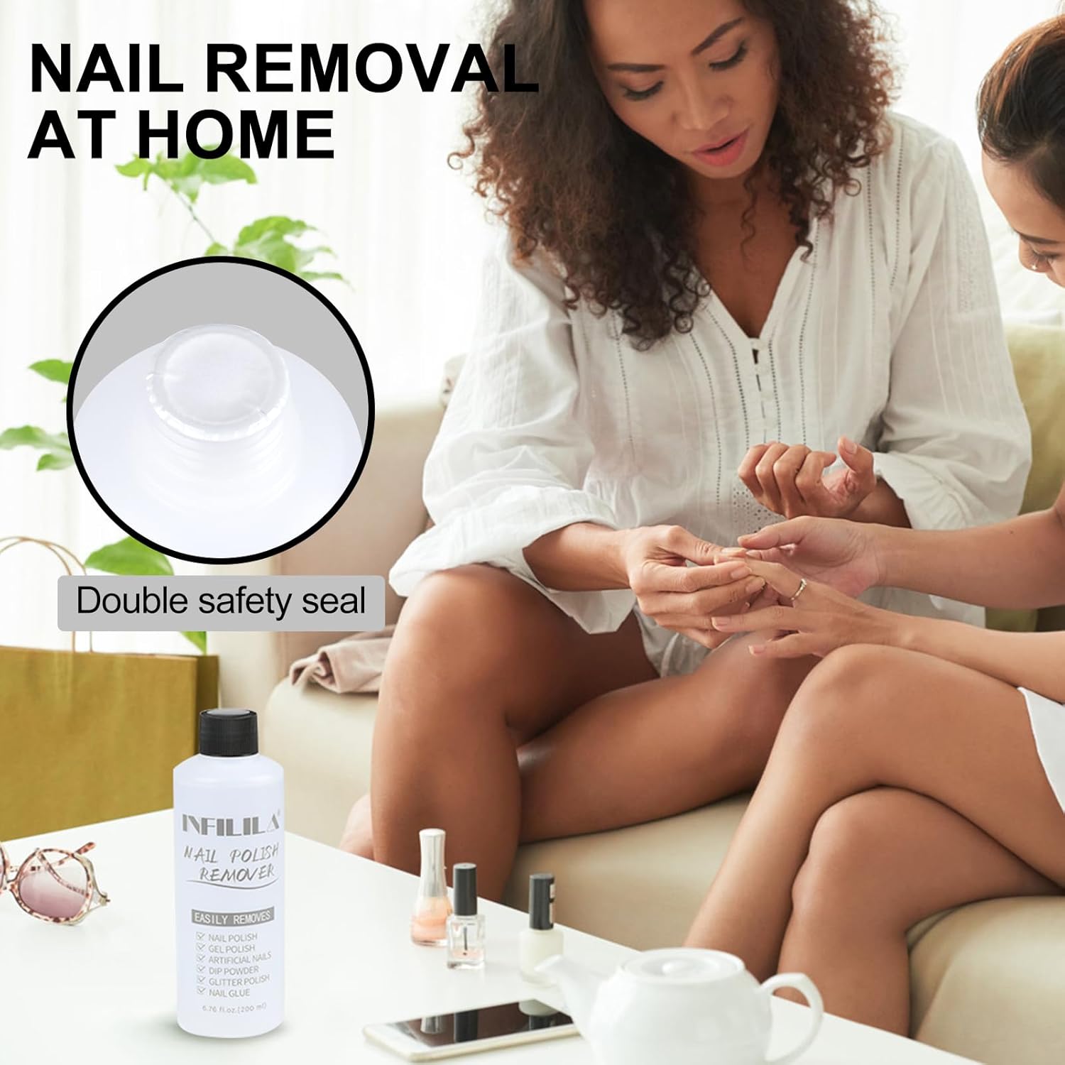 NXJ INFILILA 6.76 Fl Oz Non-Toxic Non-Acetone Nail Polish Remover for Acrylic and Dip Powder Nails - Image 7