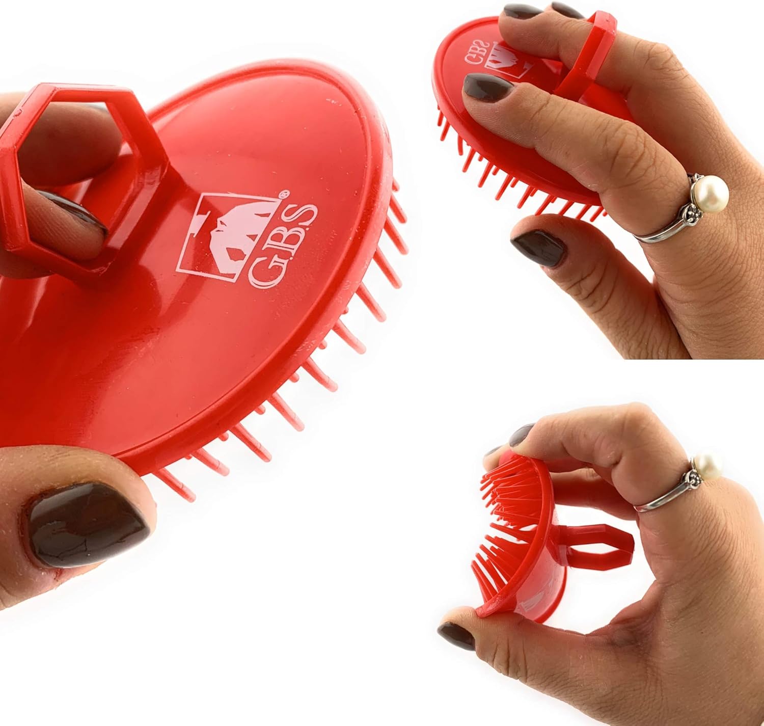G.B.S Portable 3-Piece Hair Brush and Head Scratcher Set for Men, Women, and Pets - Includes 2 Blue Brushes and 1 Red Scrubber - Image 3