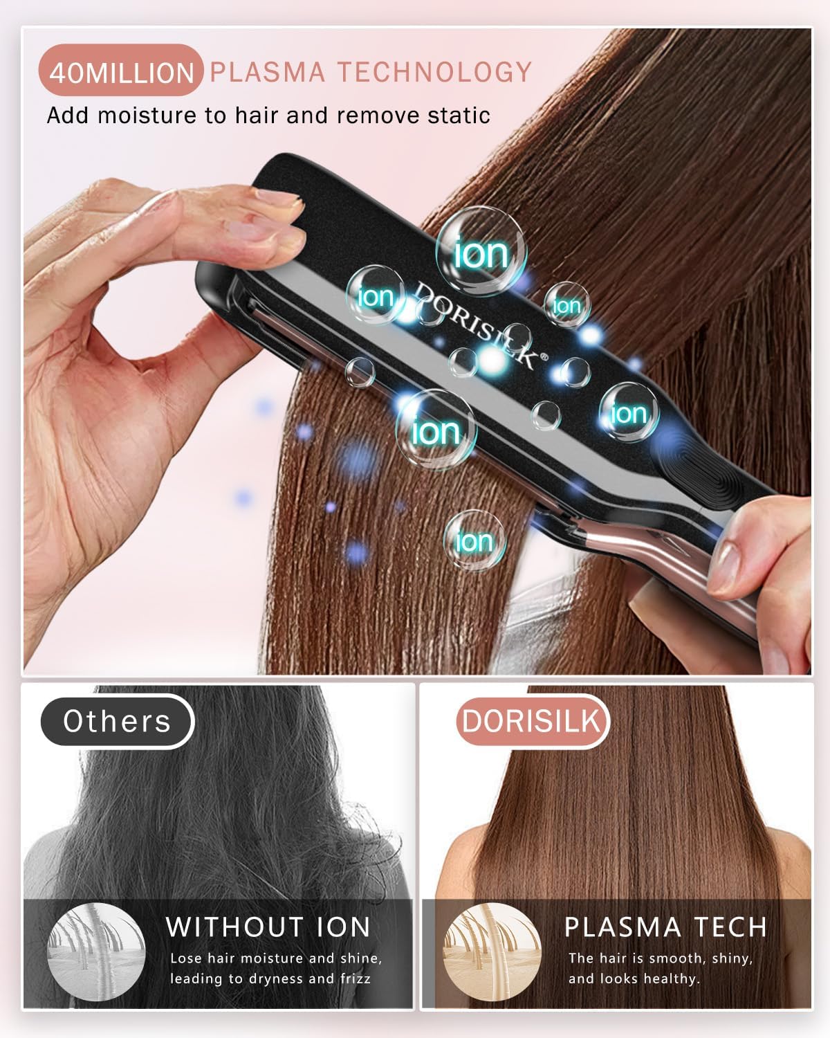 DORISILK 500 Degree Ceramic 2-in-1 Hair Straightener and Curler, Black - Image 5