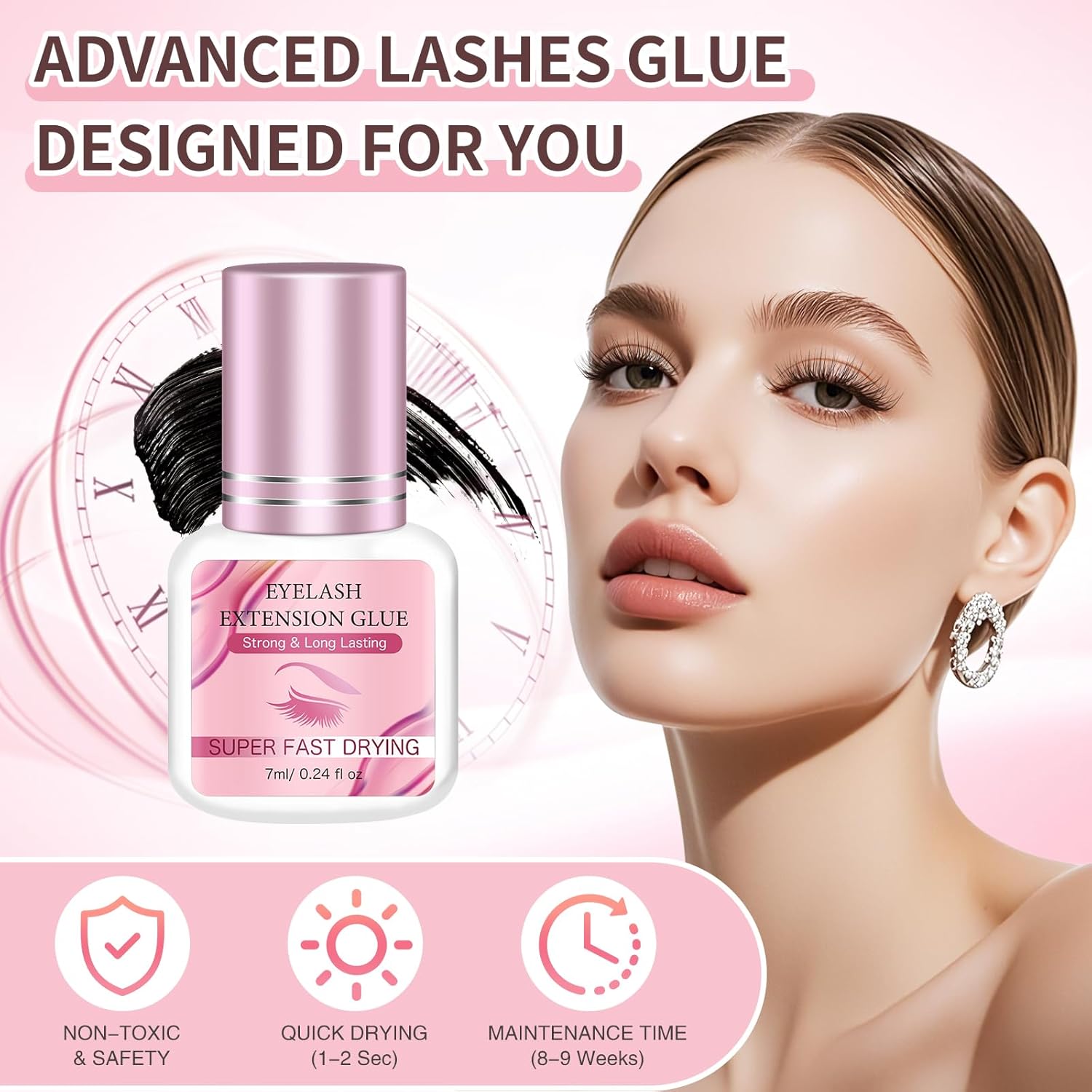 Professional 7ML Black Eyelash Extension Glue, 1-2s Fast Drying Adhesive - Image 2
