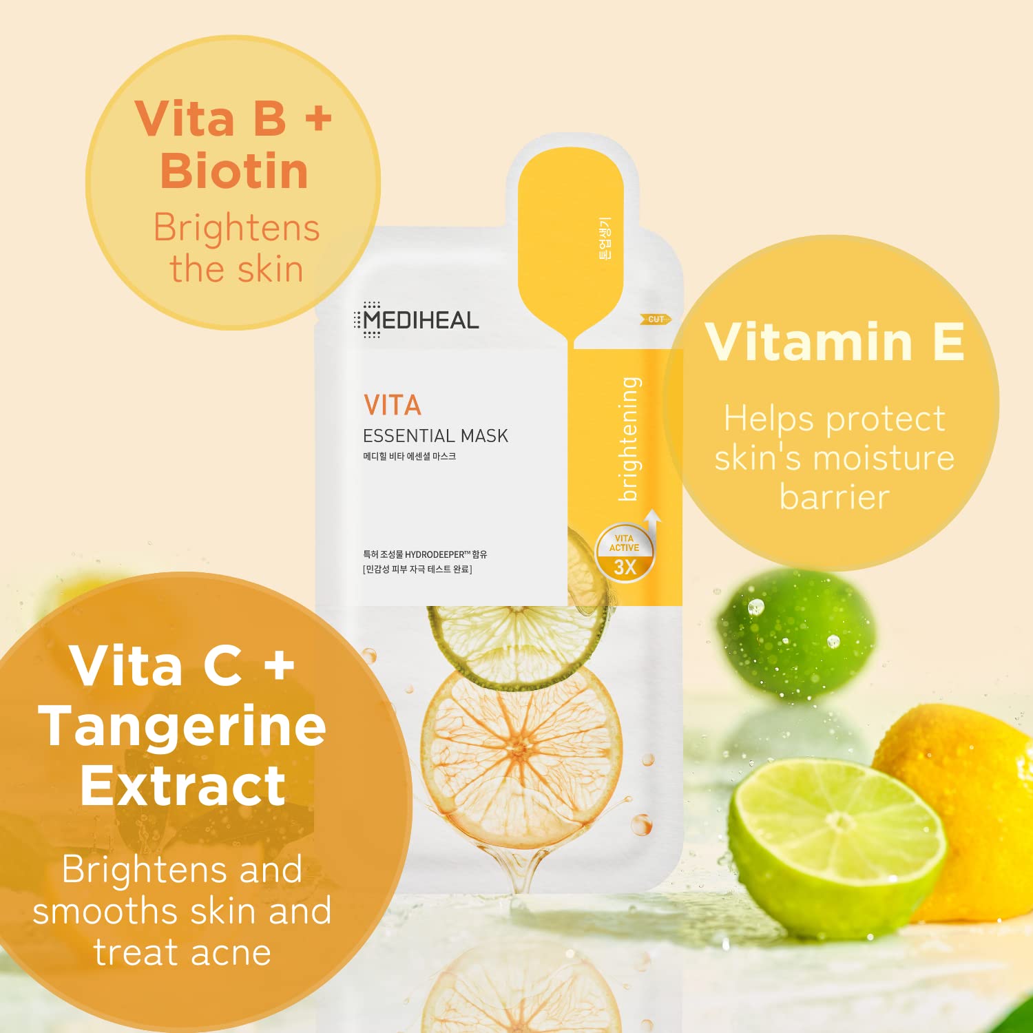 Mediheal Vita Essential 10 Sheet Vitamin Face Mask for All Skin Types - Image 3