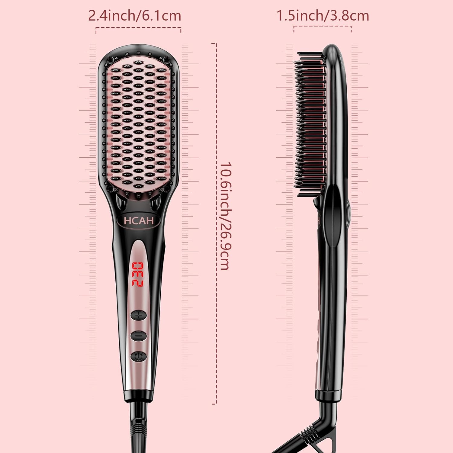 Ionic Hair Straightener Brush for Women, Anti-Scald, Travel Size, Auto-Off, Glove Included - Image 7