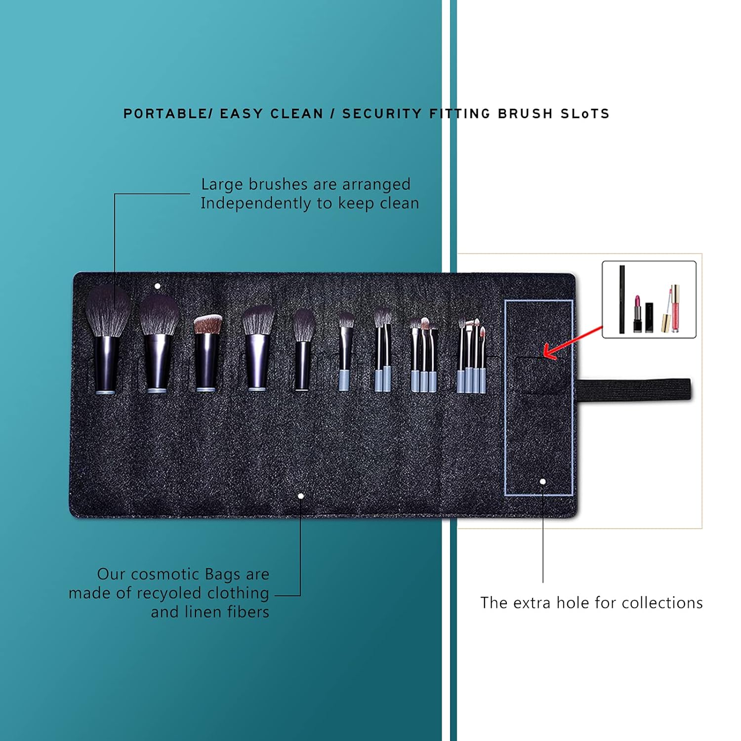 EIGSHOW 15-Piece Professional Makeup Brush Set for Face and Eyes in Grey - Image 5