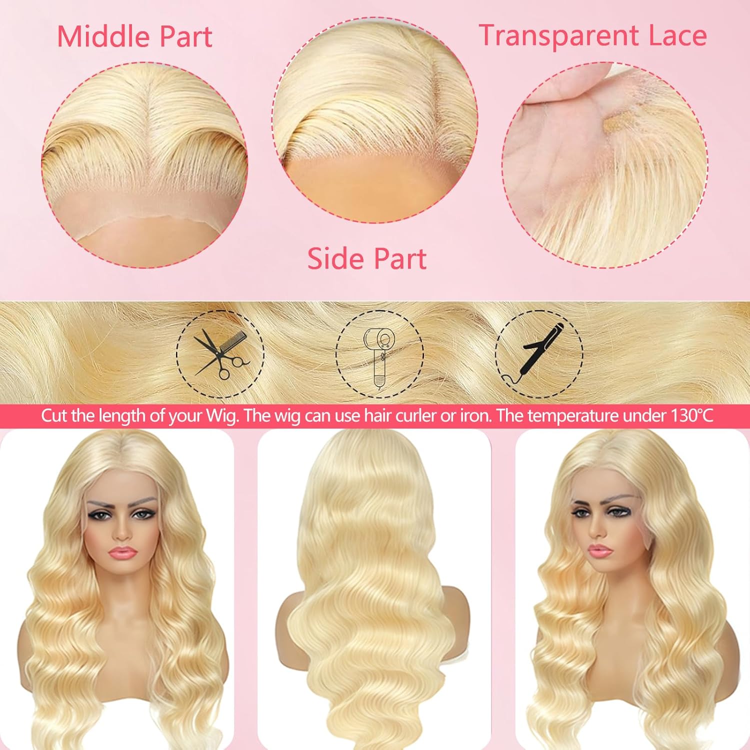 30 Inch 613 Blonde Body Wave Human Hair Lace Front Wig 200 Density Pre Plucked 13x6 - Image 5
