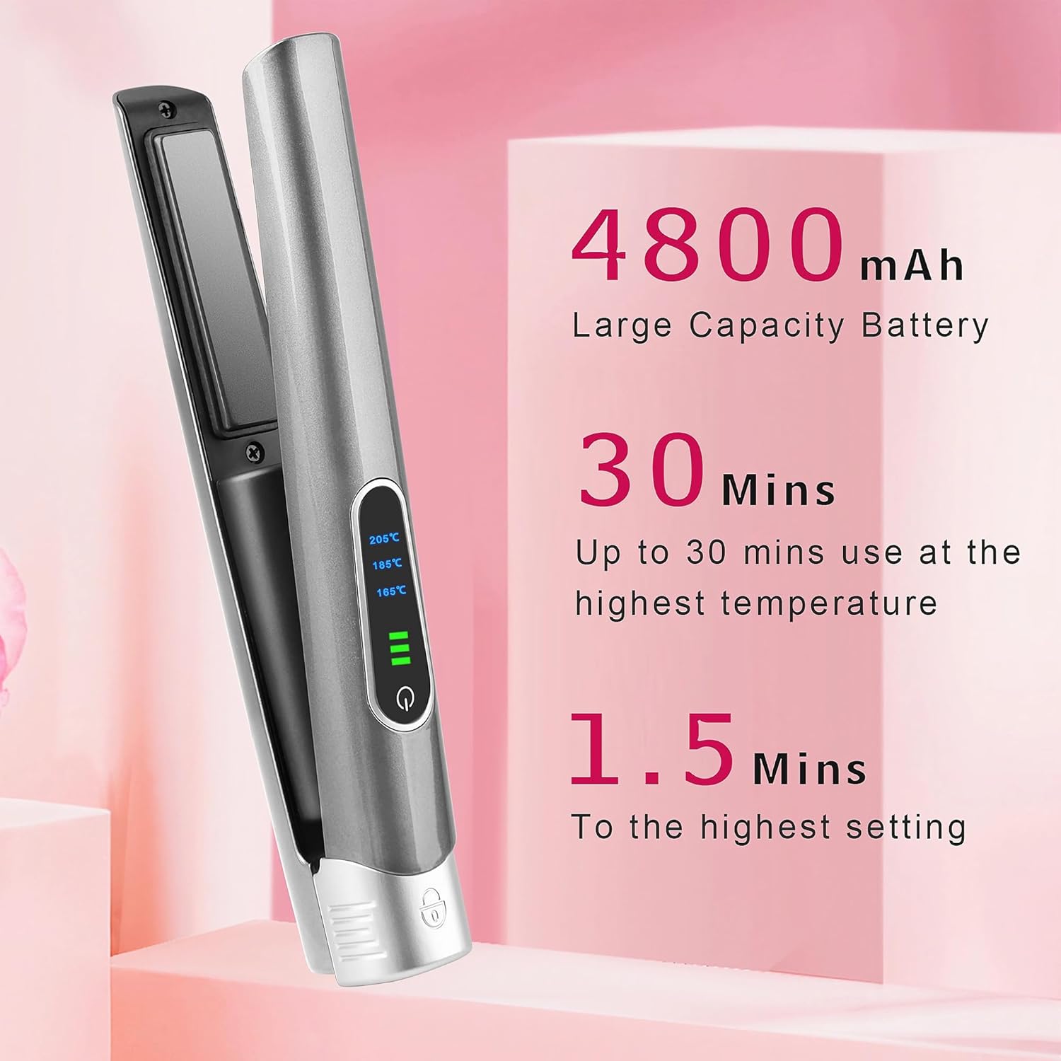 Portable Mini 2-in-1 Cordless Hair Straightener and Curler with LCD Display - Image 2