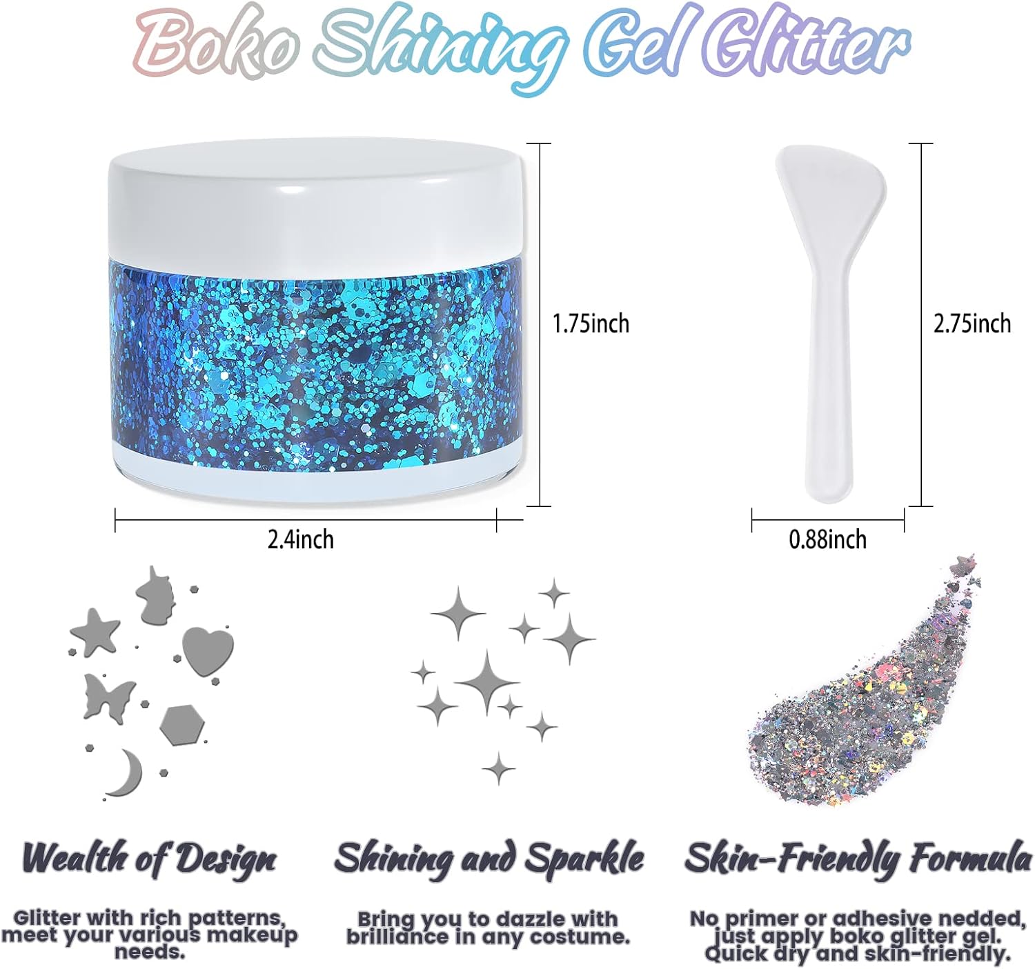 1.76oz Holographic Silver Glitter Gel for Face, Hair, and Body Makeup - Image 6