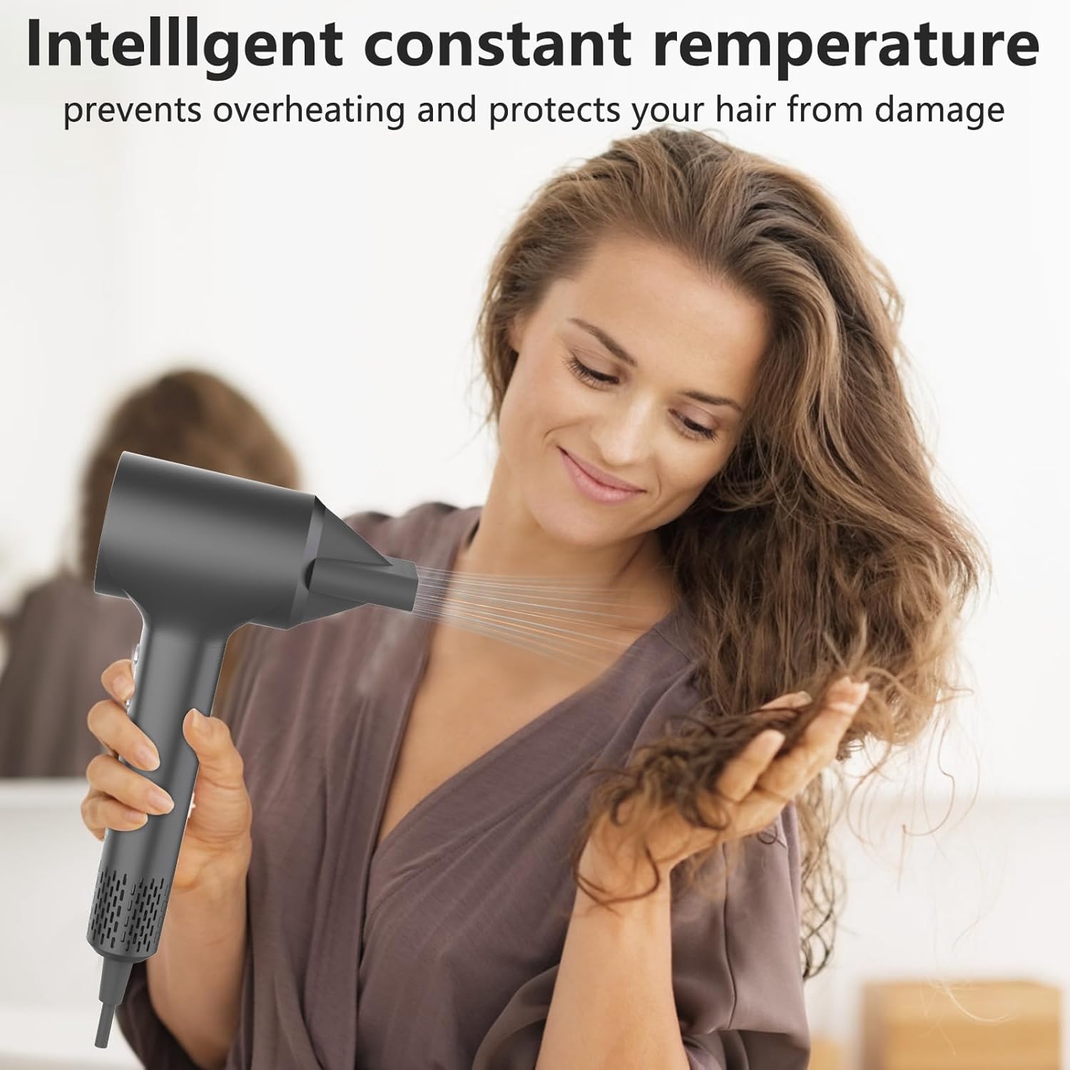 KARFUN Dark Gray Ionic Hair Dryer for Women, 1875 Watt Professional High-Speed Blow Dryer - Image 8