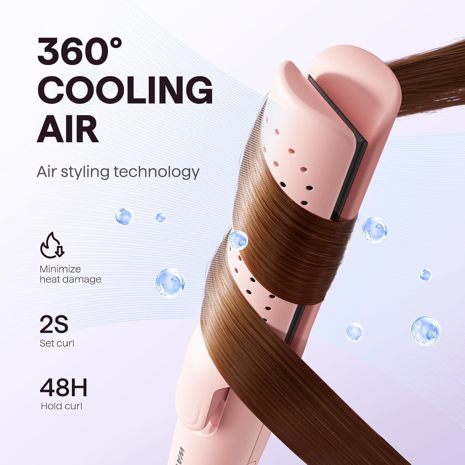 Wavytalk 2-in-1 Airflow Styler Curling Iron and Straightener, 1 Inch Barrel, Pink - Image 3
