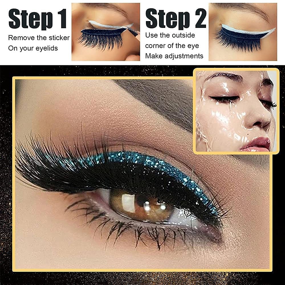 Reusable Waterproof Eyeliner and Eyelash Stickers 12 Pairs 3 Styles Eye Makeup Templates - Image 6