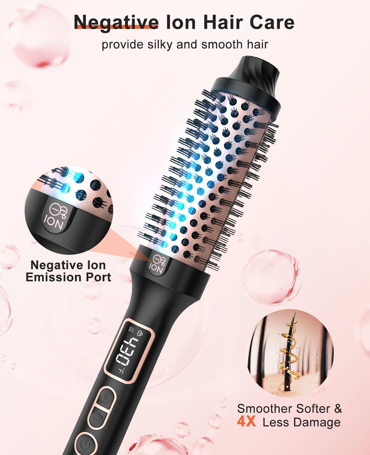 Nimmu 1.5 Inch Thermal Blowout Styling Brush with 10 Temperature Settings and Dual Voltage - Image 3