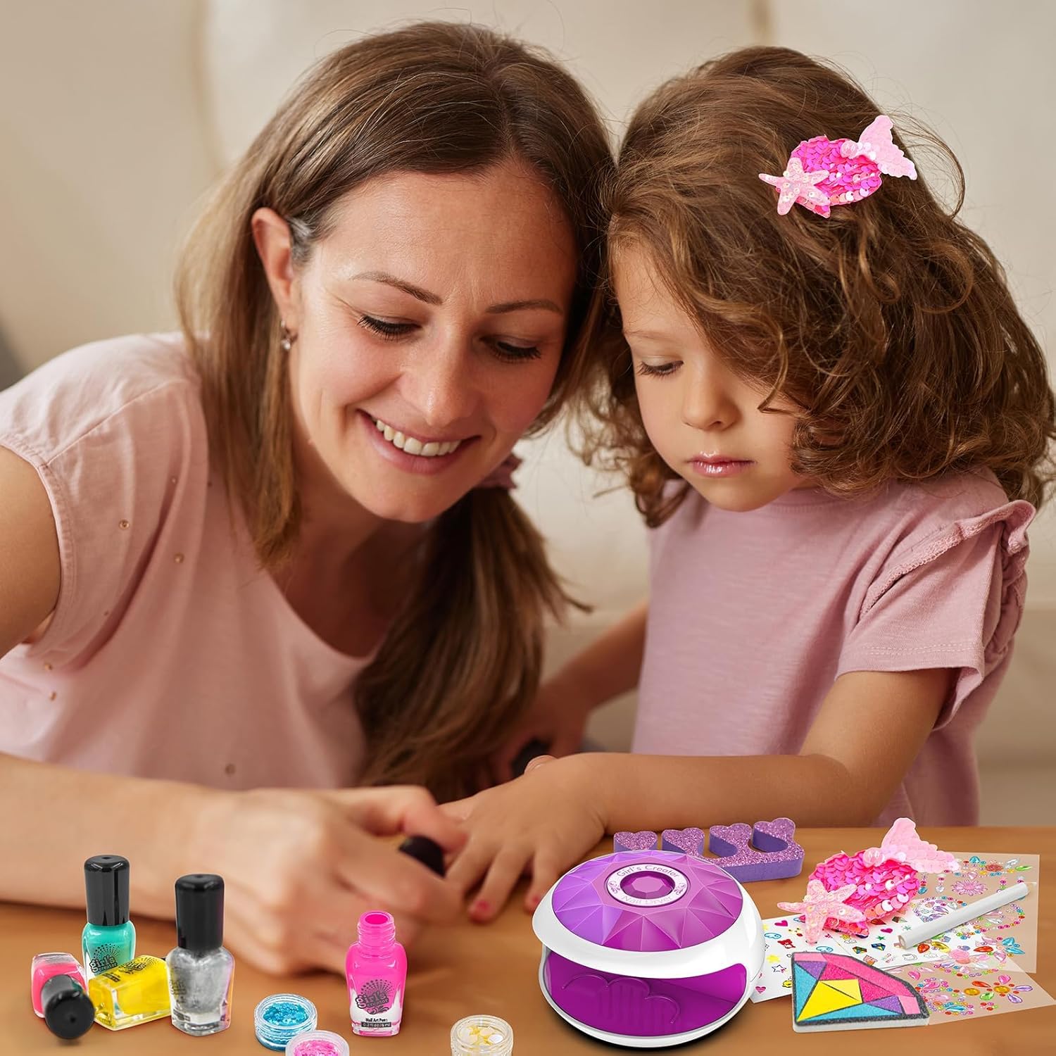 Amagoing 12-Piece Non-Toxic Kids Nail Polish Art Kit with Nail Dryer and Mermaid Hair Clip, Ages 5-8 - Image 7