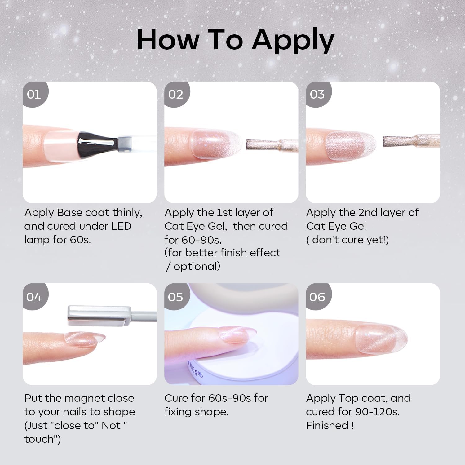 Modelones 6-Color Cat Eye Gel Polish Kit with Glitter and Magnet for Home Salon Use - Image 6