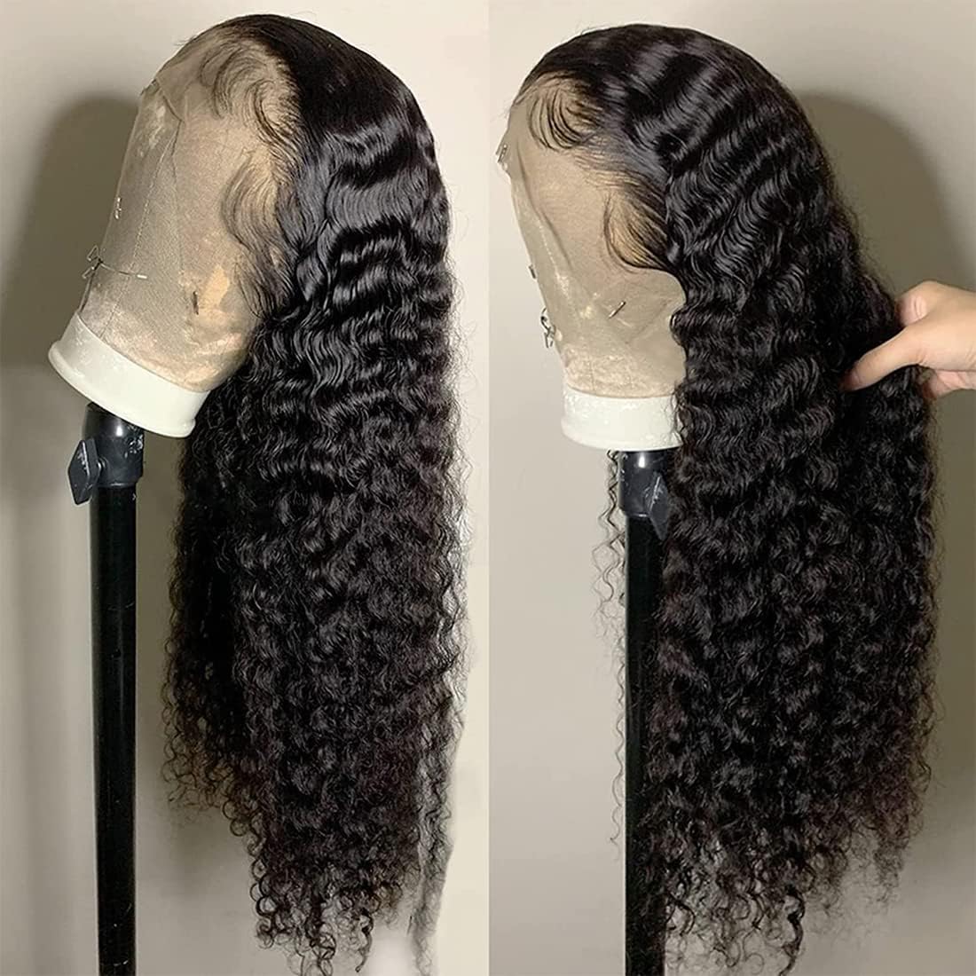 26 Inch 13x6 Deep Wave Lace Front Wig 200 Density HD Transparent Black - Image 2